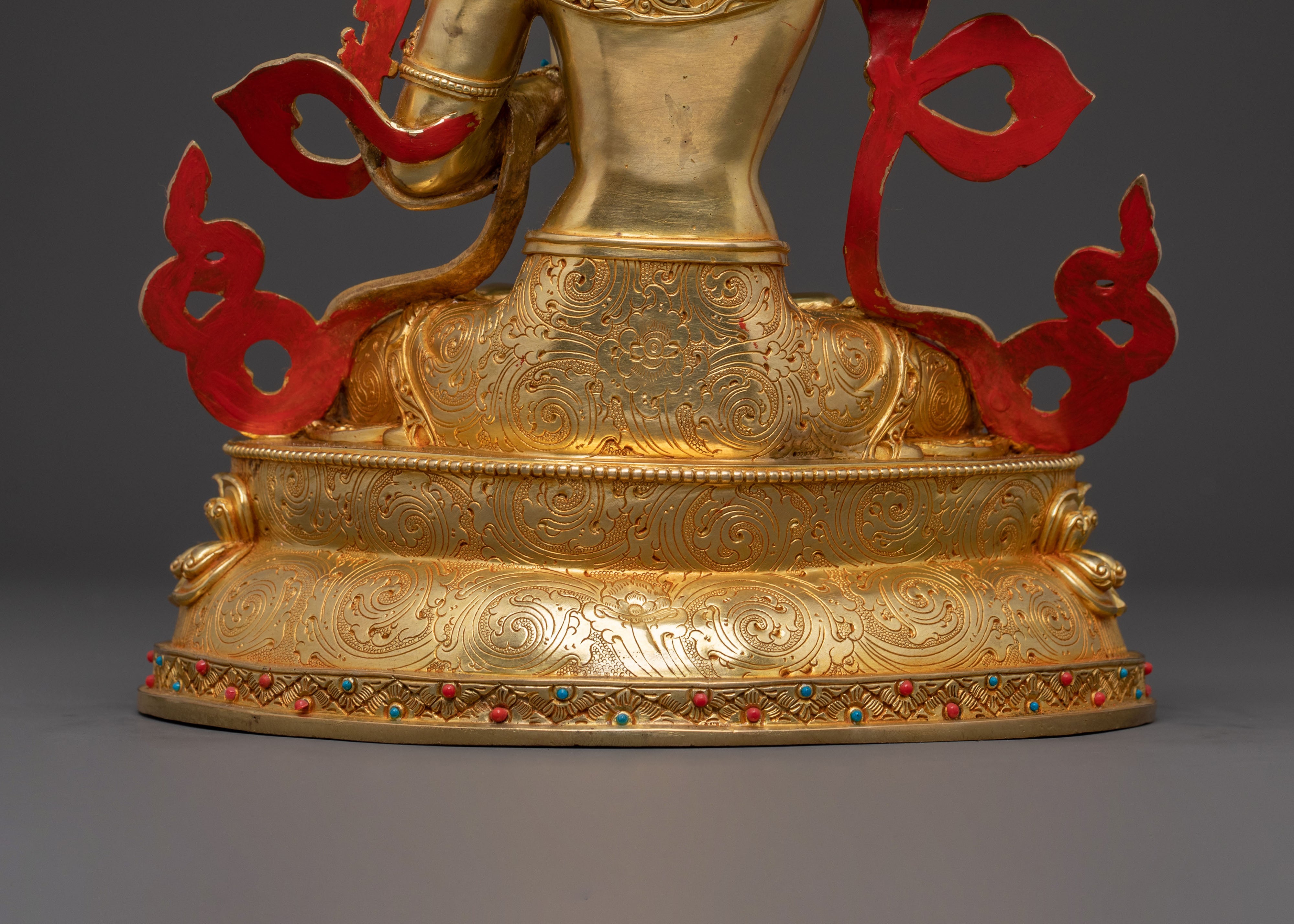 Bodhisattva Manjushri Handcrafted Statue: 24K Gold Gilded