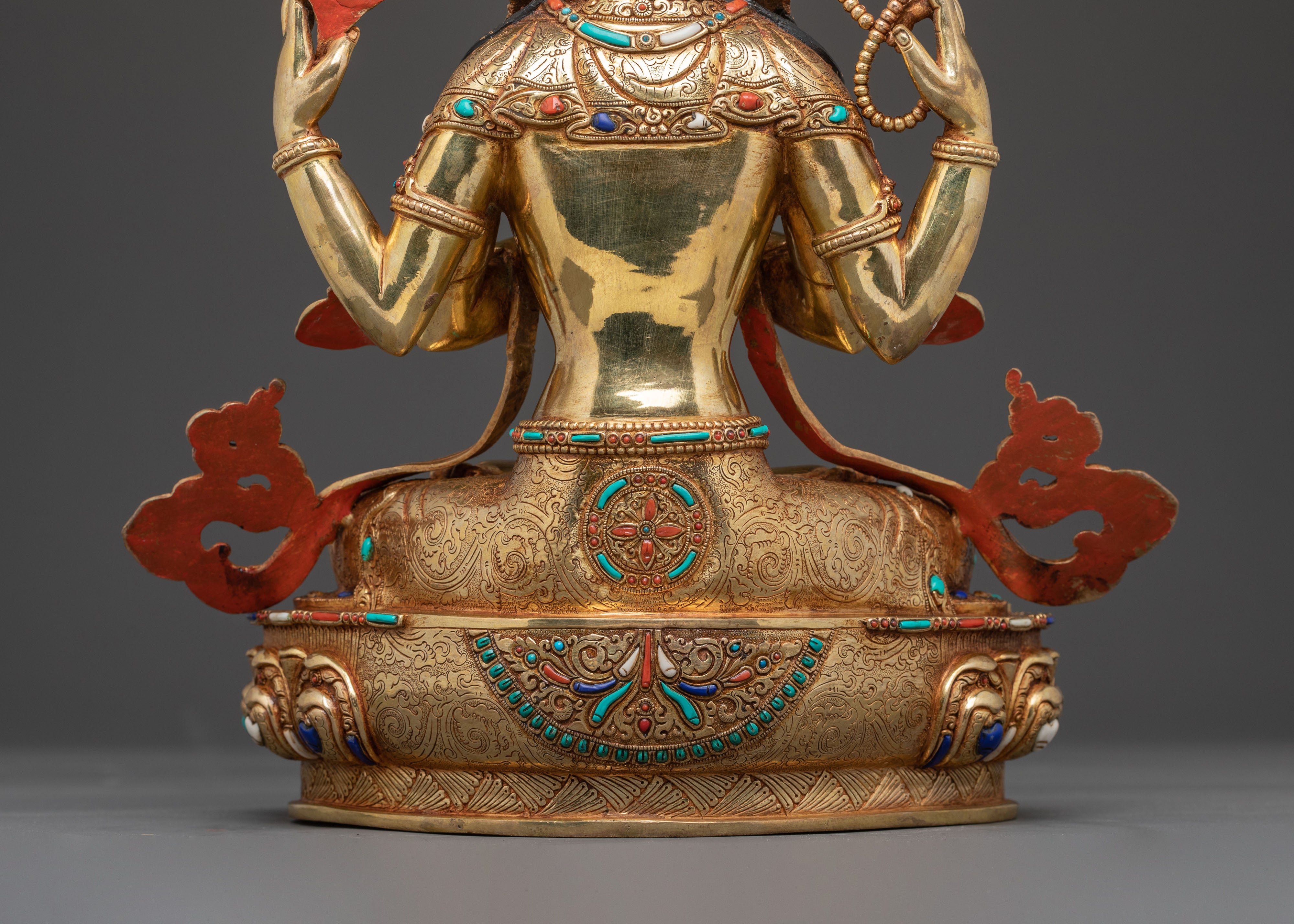 Chenrezig Gold Gilded Copper Statue