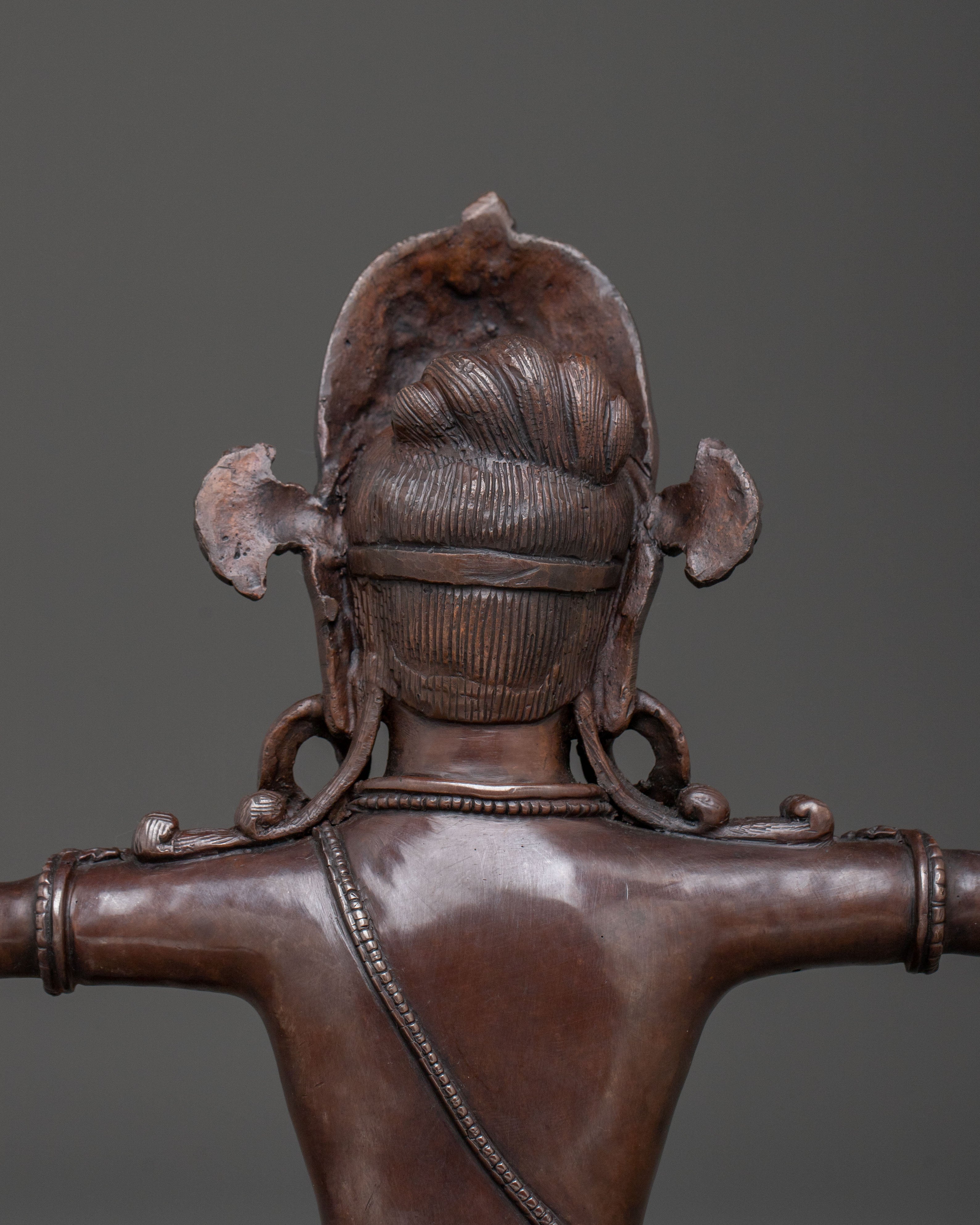Indra Oxidized Copper Statue | Hindu Protector Deity