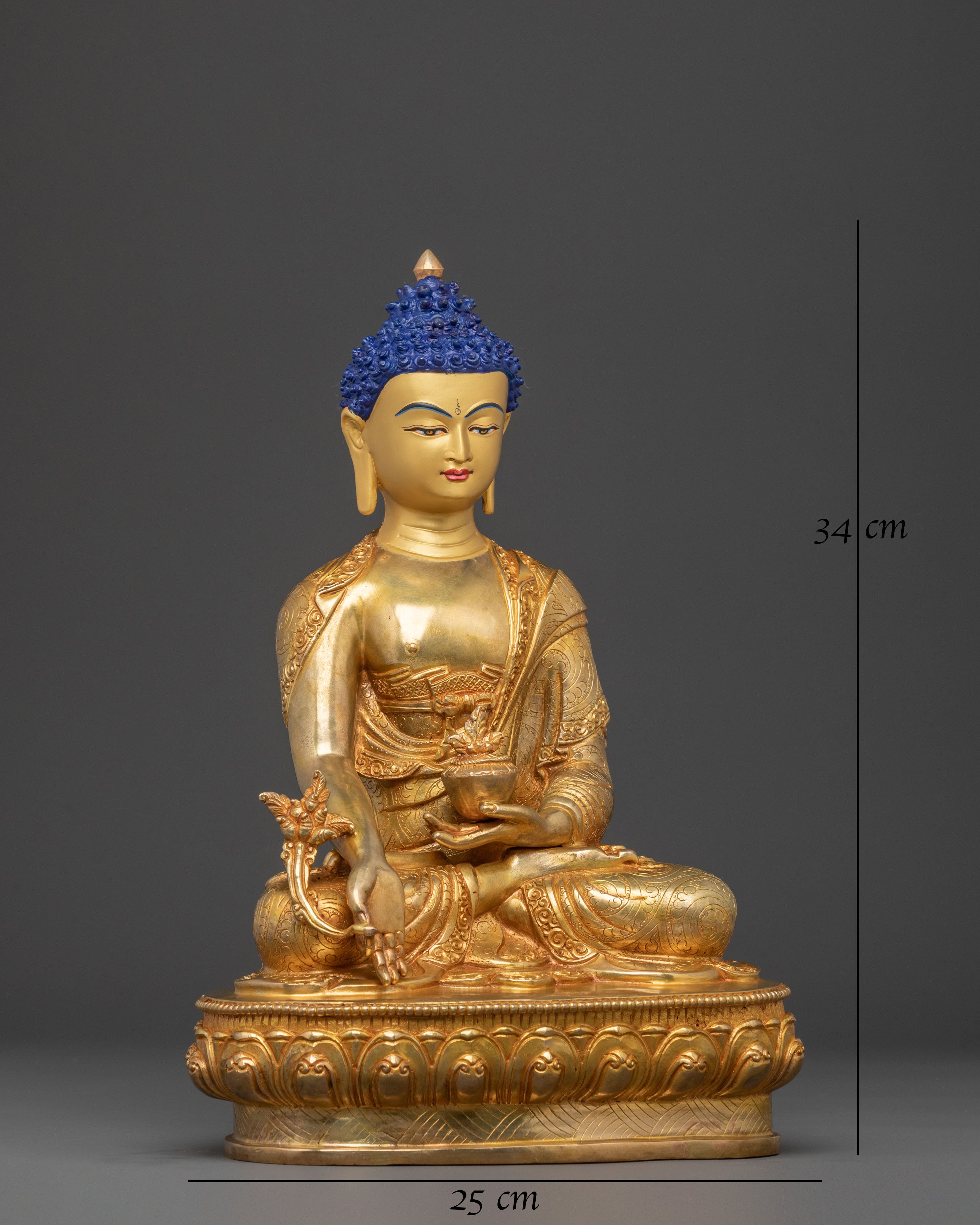 24K Gold Gilded Medicine Buddha Sacred Statue – Healing Radiance