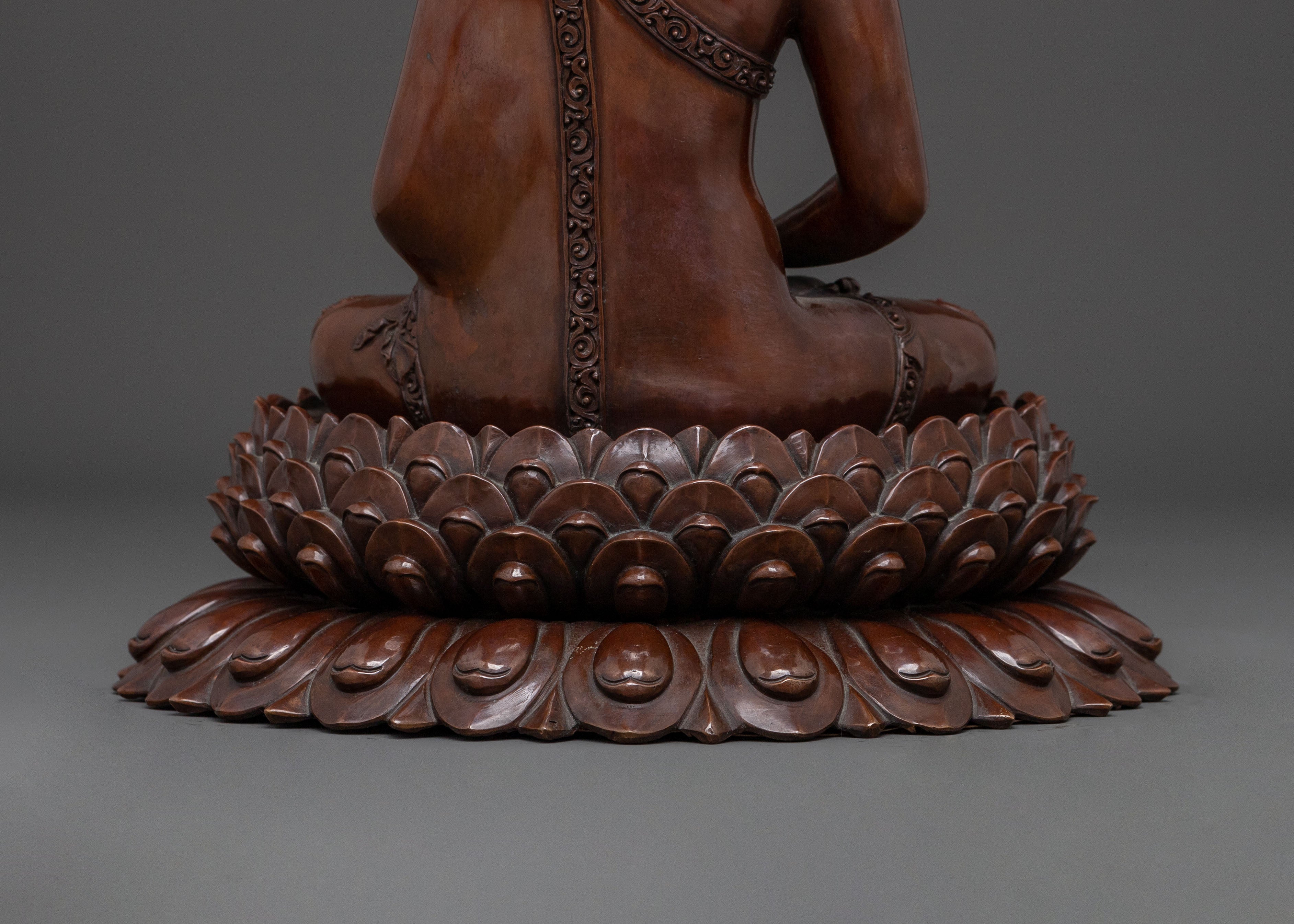 Amitabha Buddha: Oxidized Copper Statue