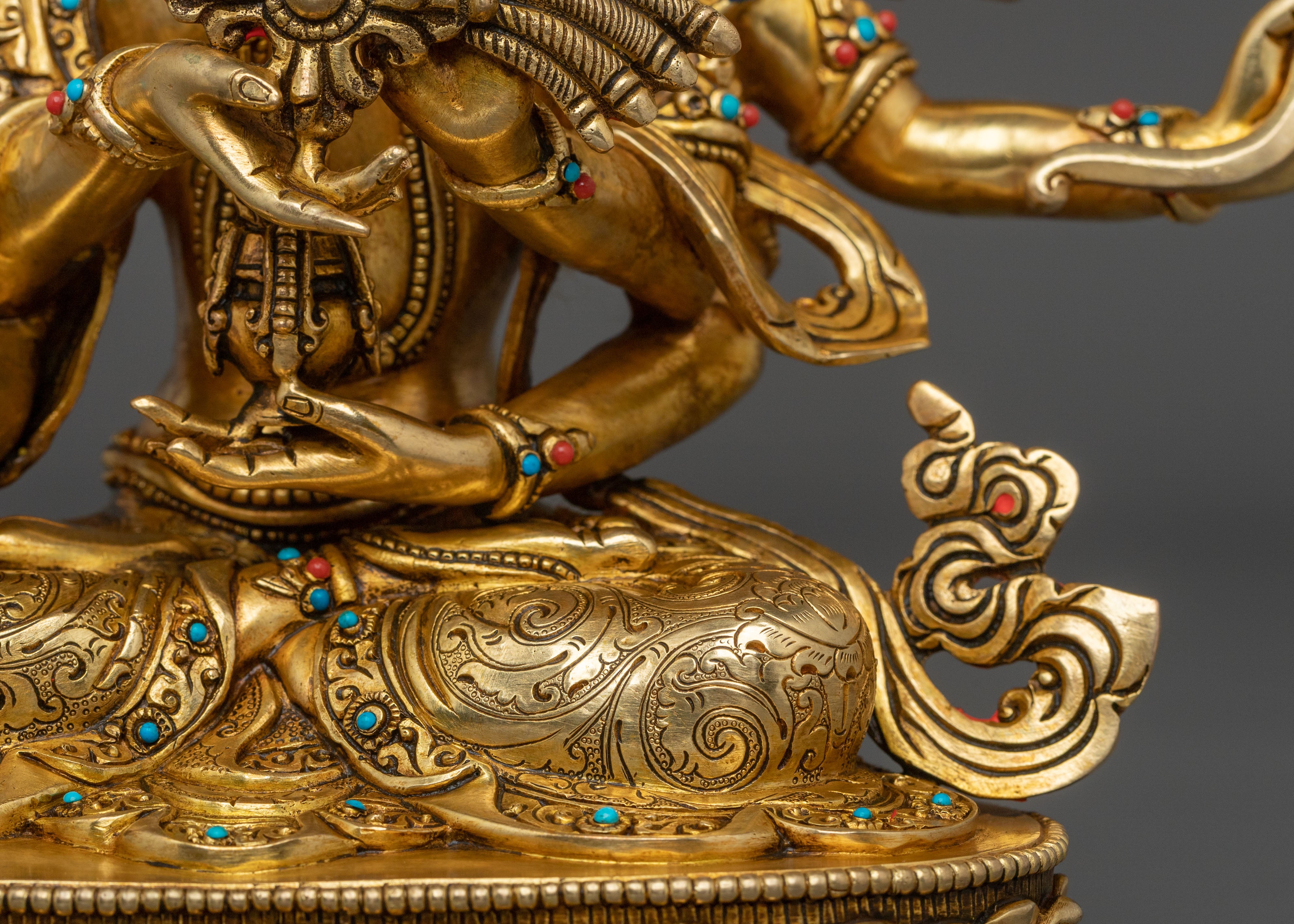 Namgyalma Fire Gold Gilded Statue | Buddhist Longevity Deity Sculpture