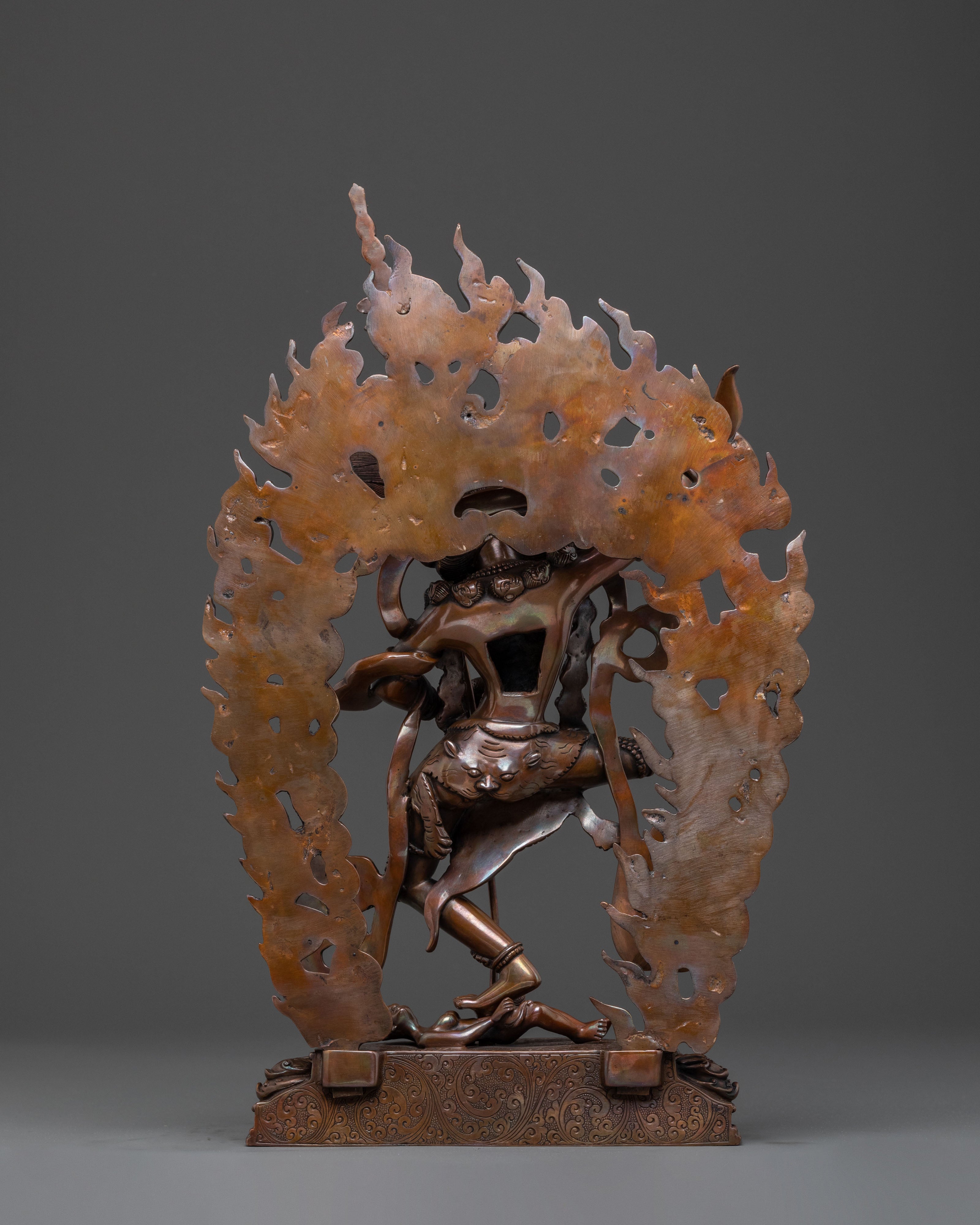 Simhamukha Oxidized Copper Statue: Divine Figurine