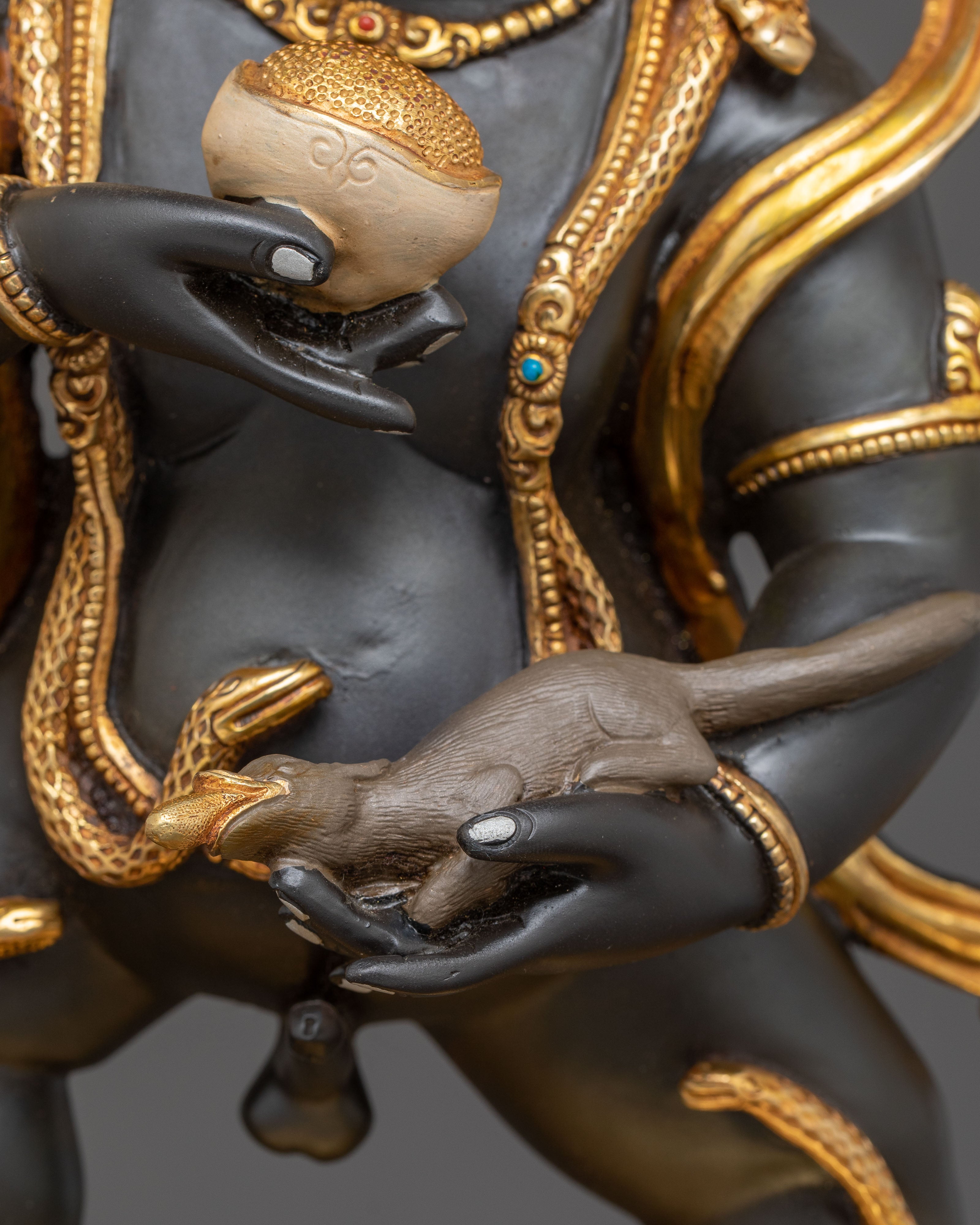 Black Dzambhala Prosperity Statue | Exquisite Gilded Copper Art