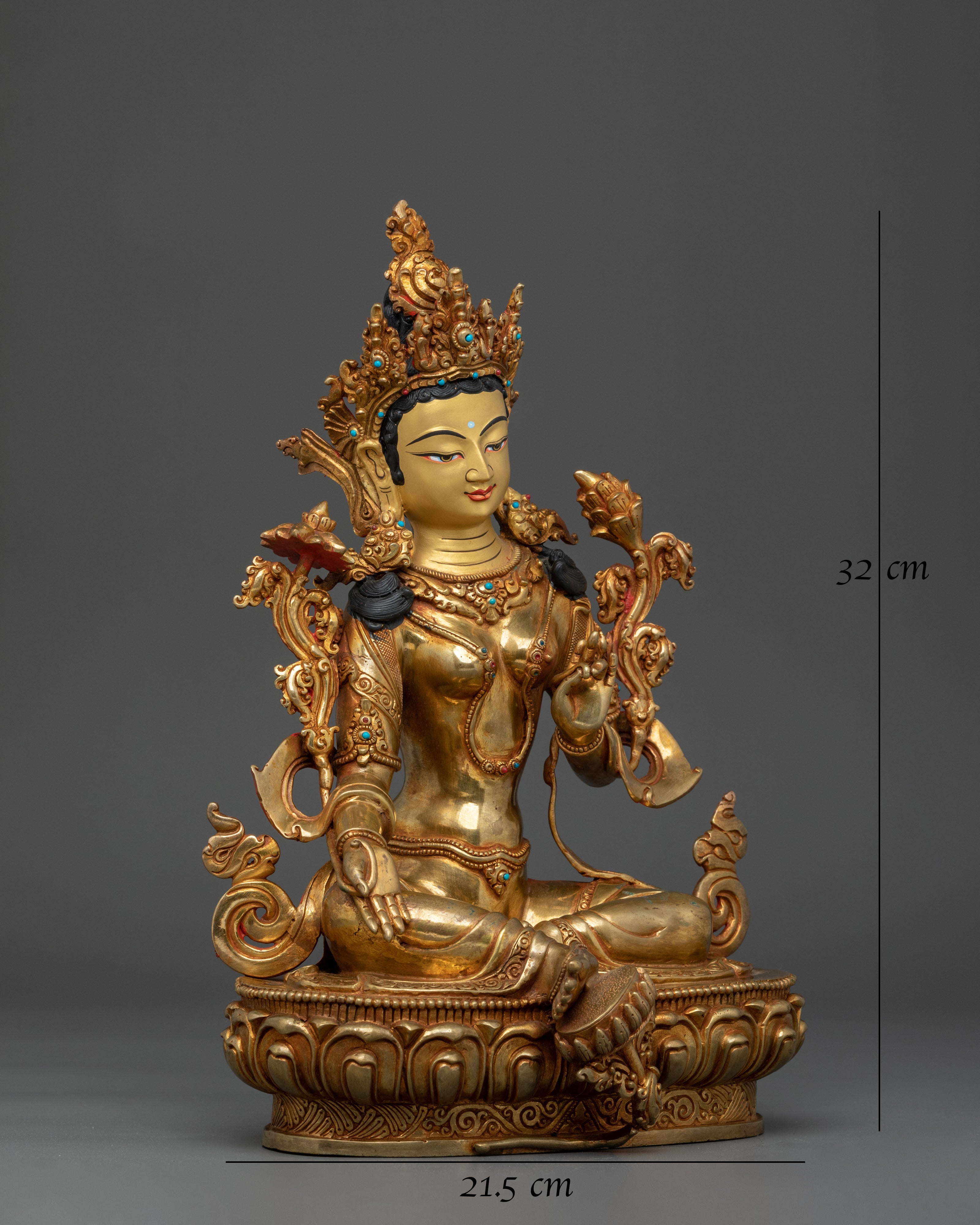 Green Tara Tibetan Buddhist Figurine | Sacred Goddess of Compassion