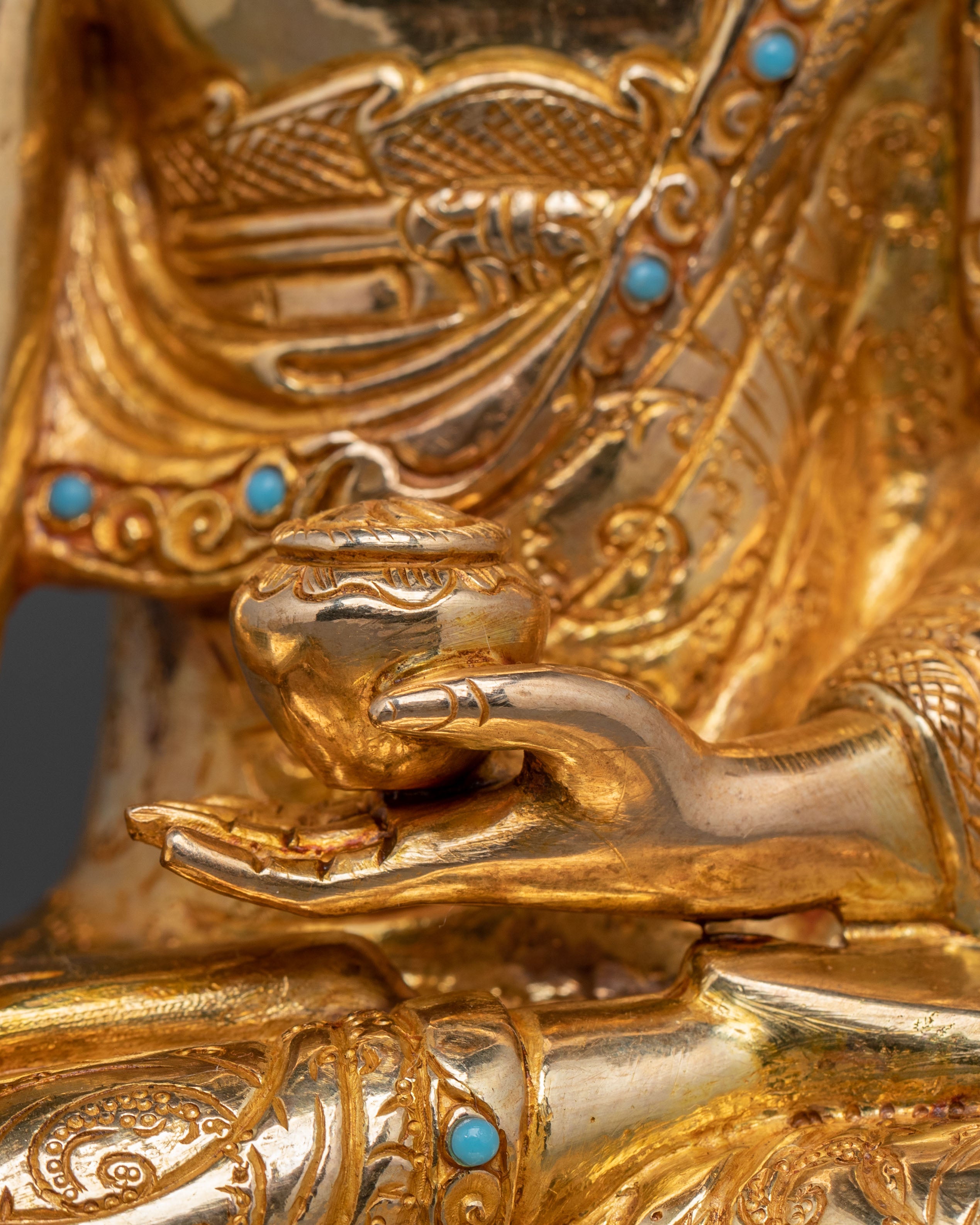 Shakyamuni Buddha 24k Gold Gilded Statue: Dharma Teaching