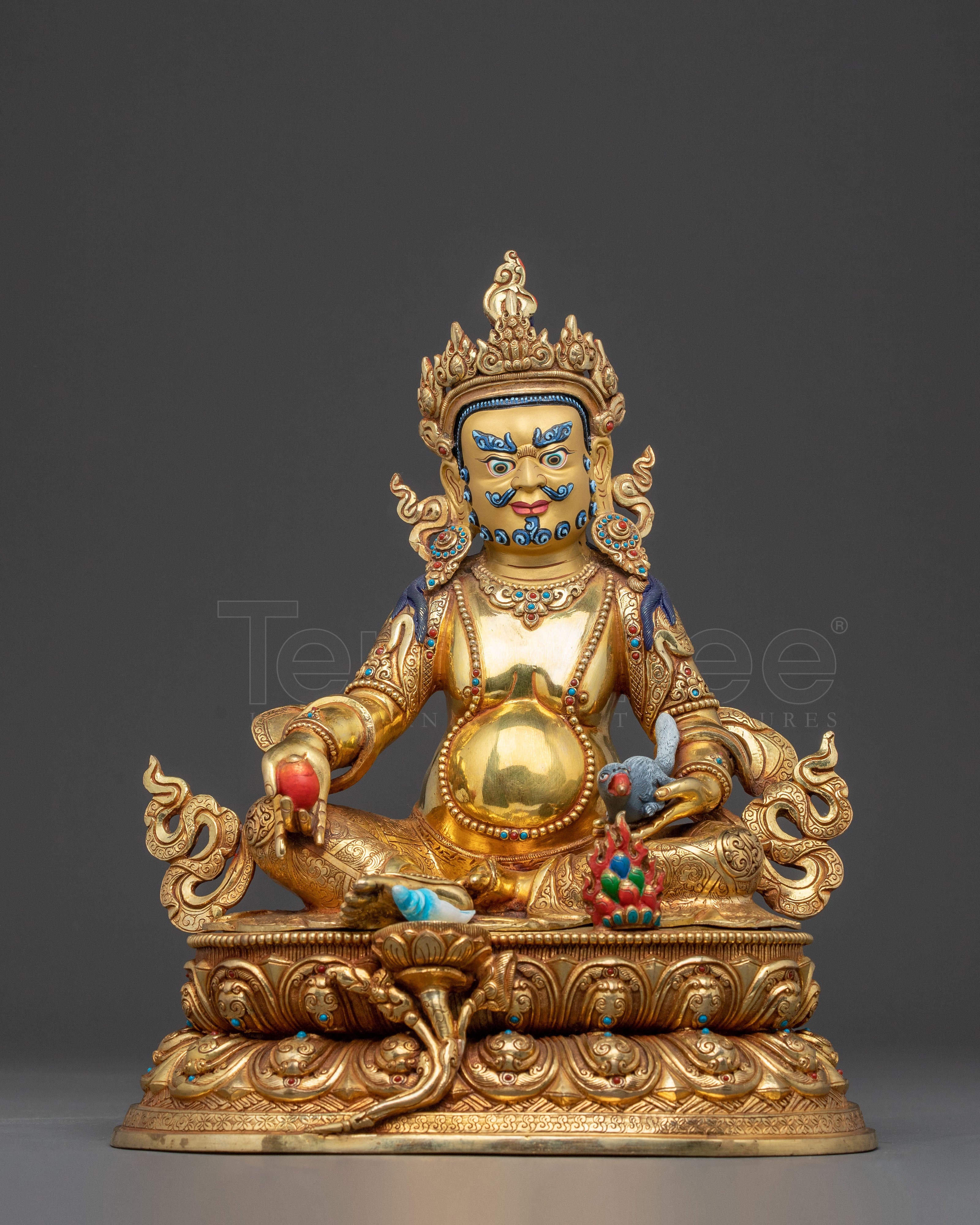 Handcrafted Dzambhala Golden Statue of Wealth