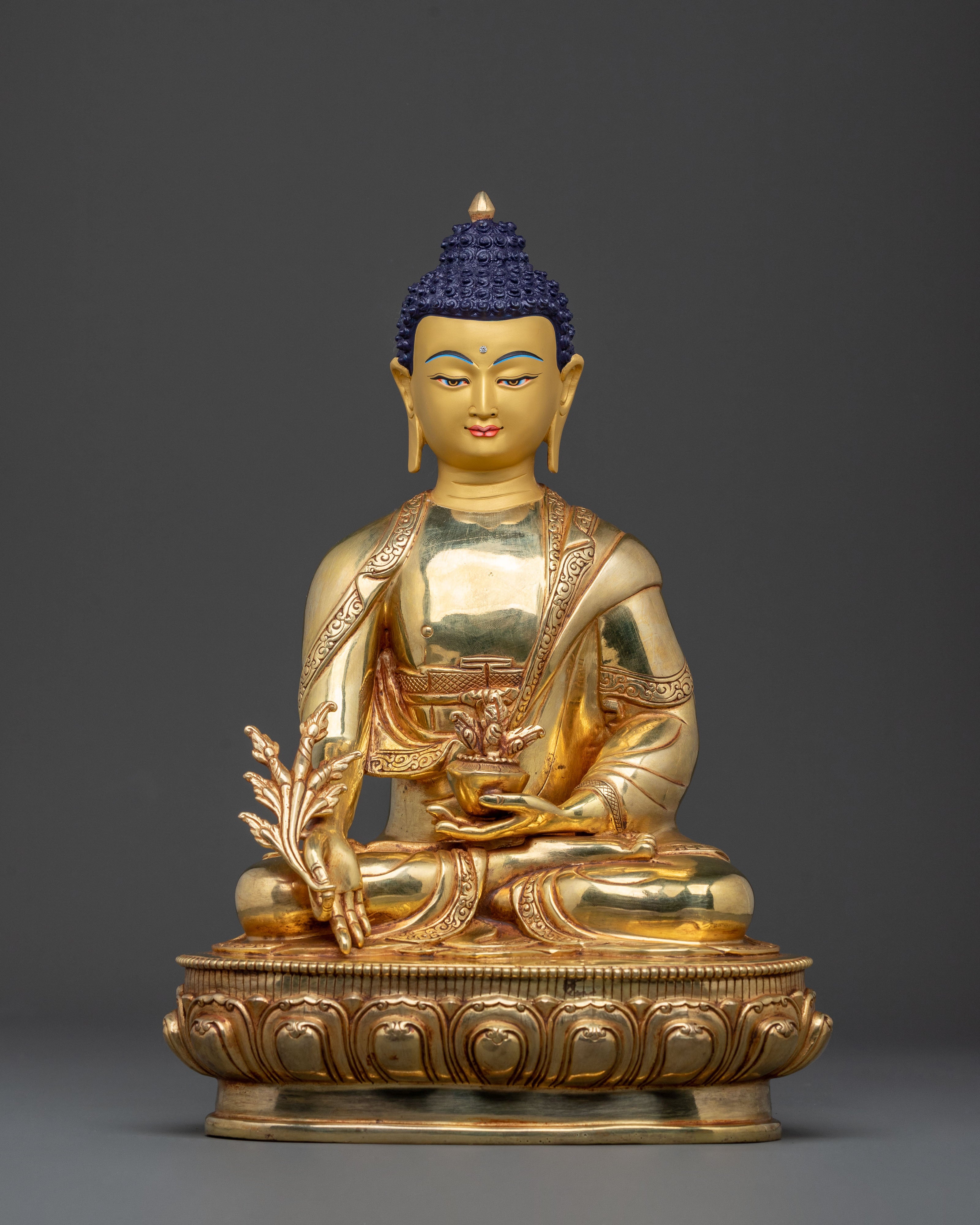 Medicine Buddha Serenity Sculpture | 24K Gold Gilded