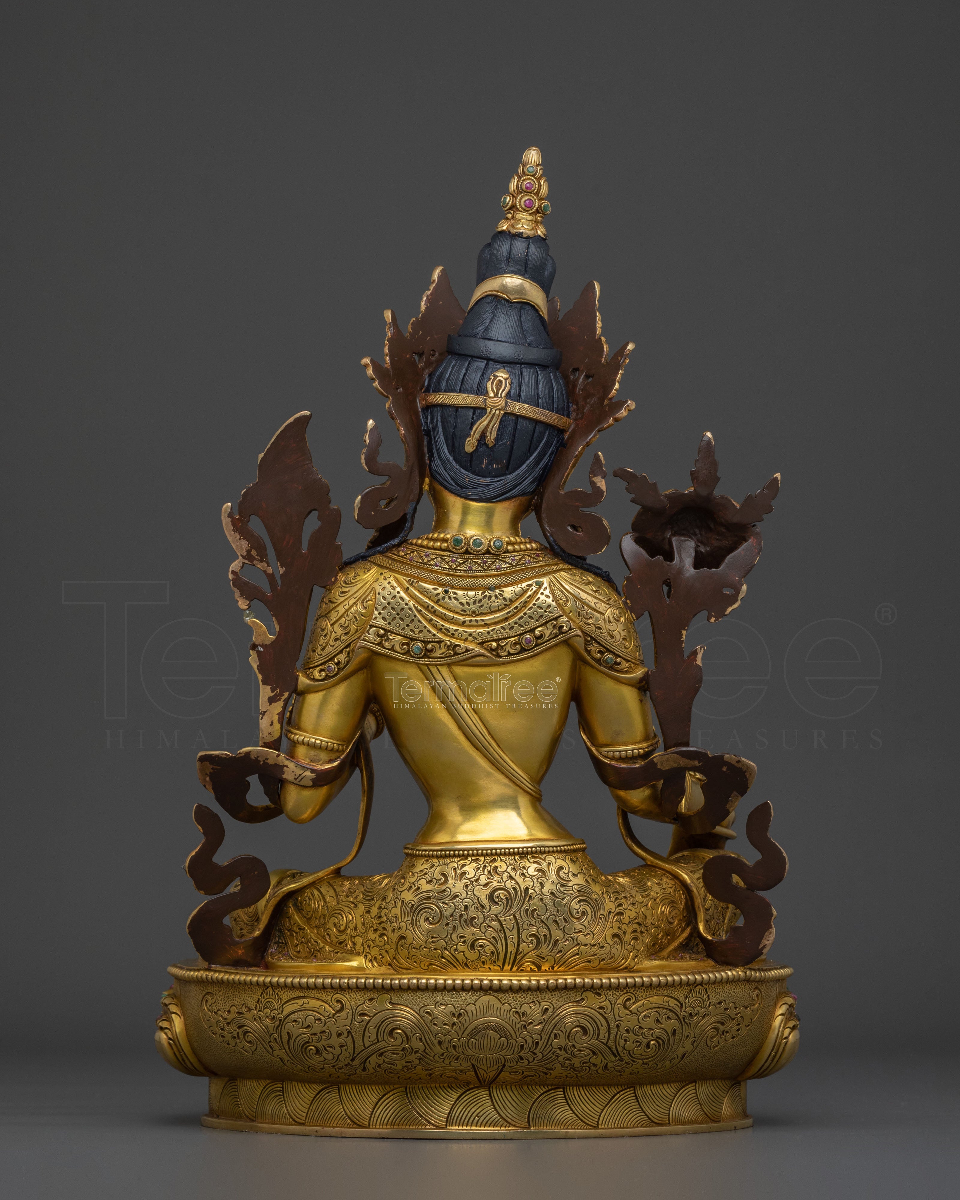 Green Tara 24K Gold Gilded Statue | Mother of all Buddhas