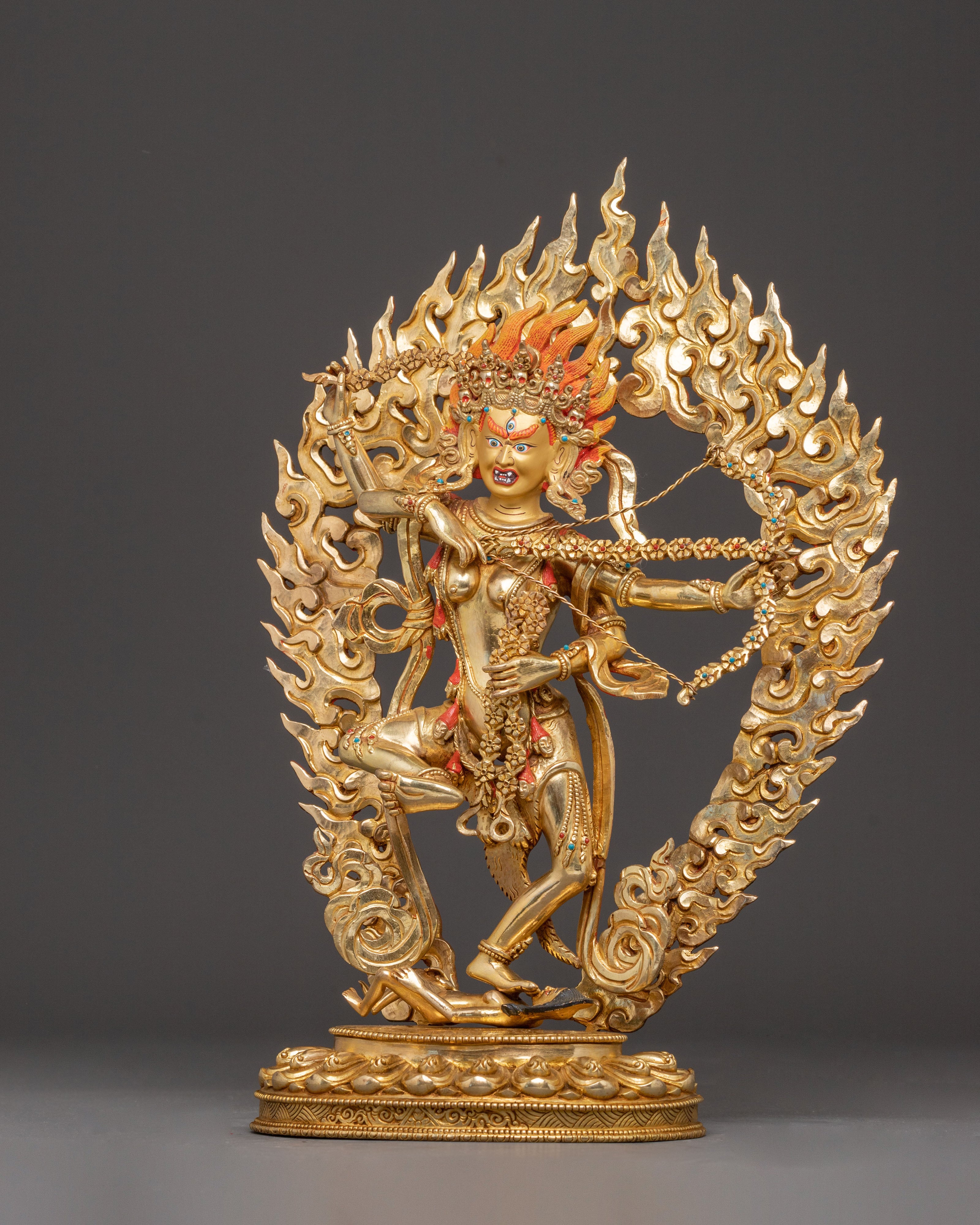 Golden Kurukulla Handmade Statue | Tibetan Buddhist Figurine