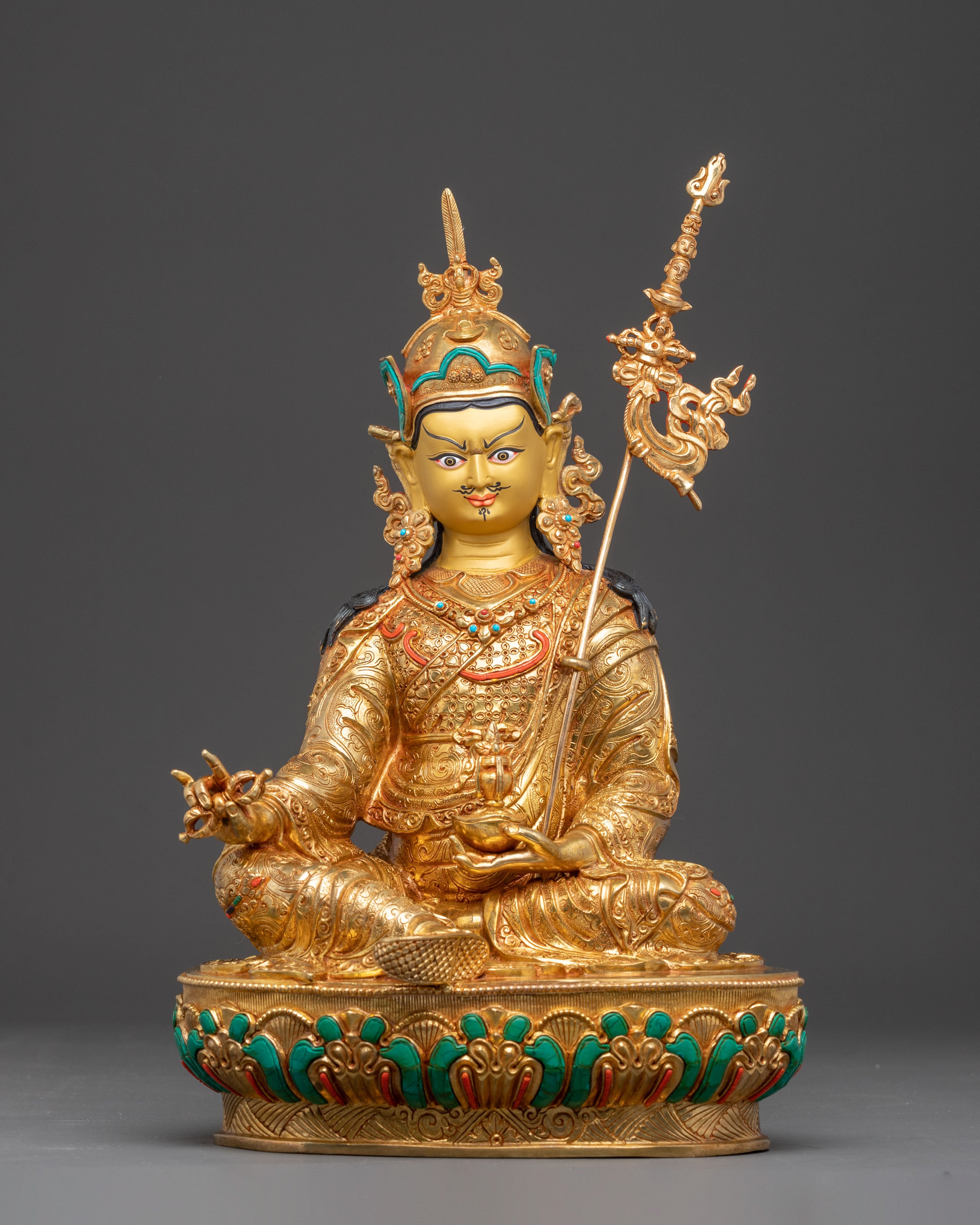 Handmade Golden Guru Rinpoche Statue | Precious Guru Padmasambhava