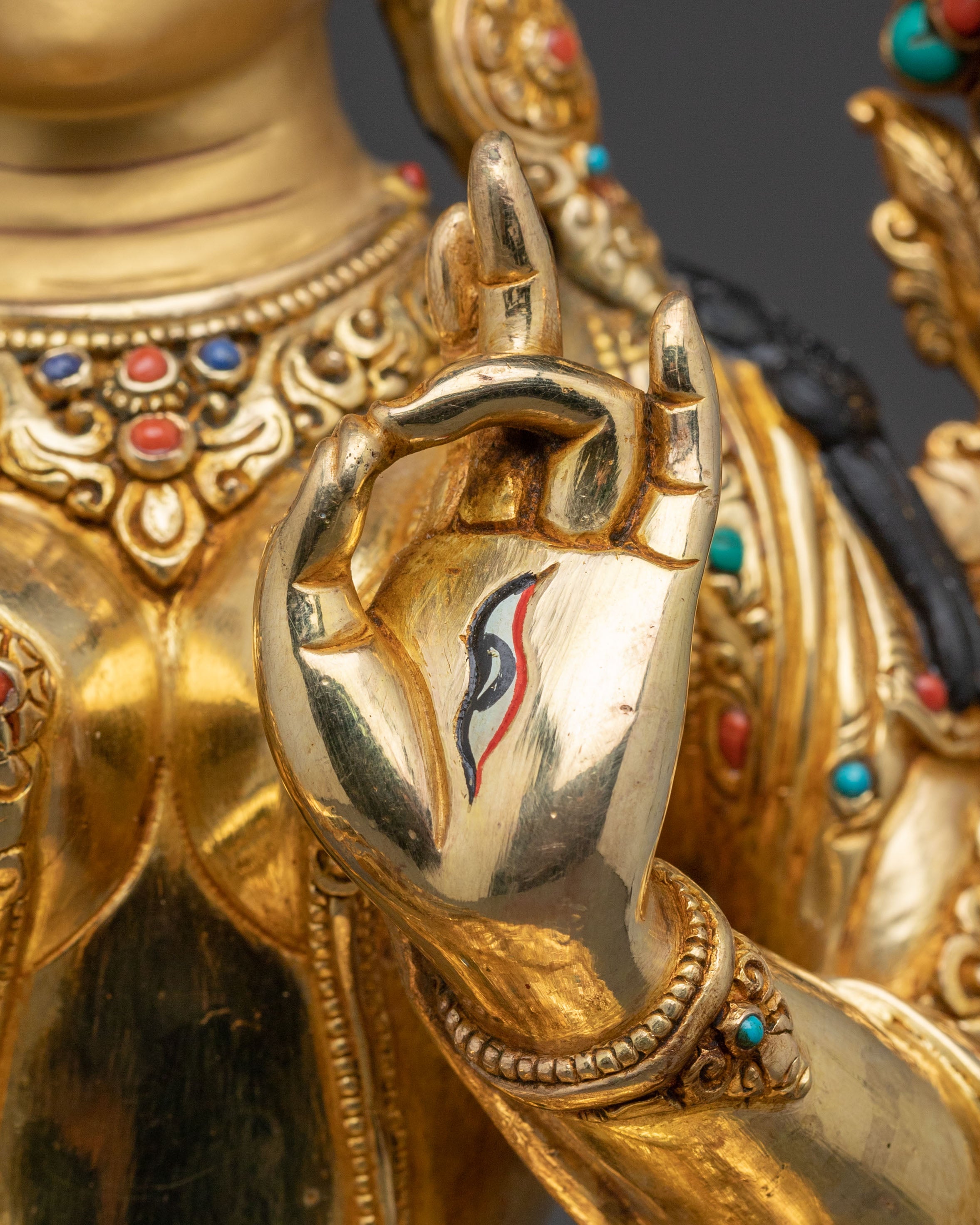 Radiant Spiritual Statue of White Tara | 24K Gold Gilded Artistry