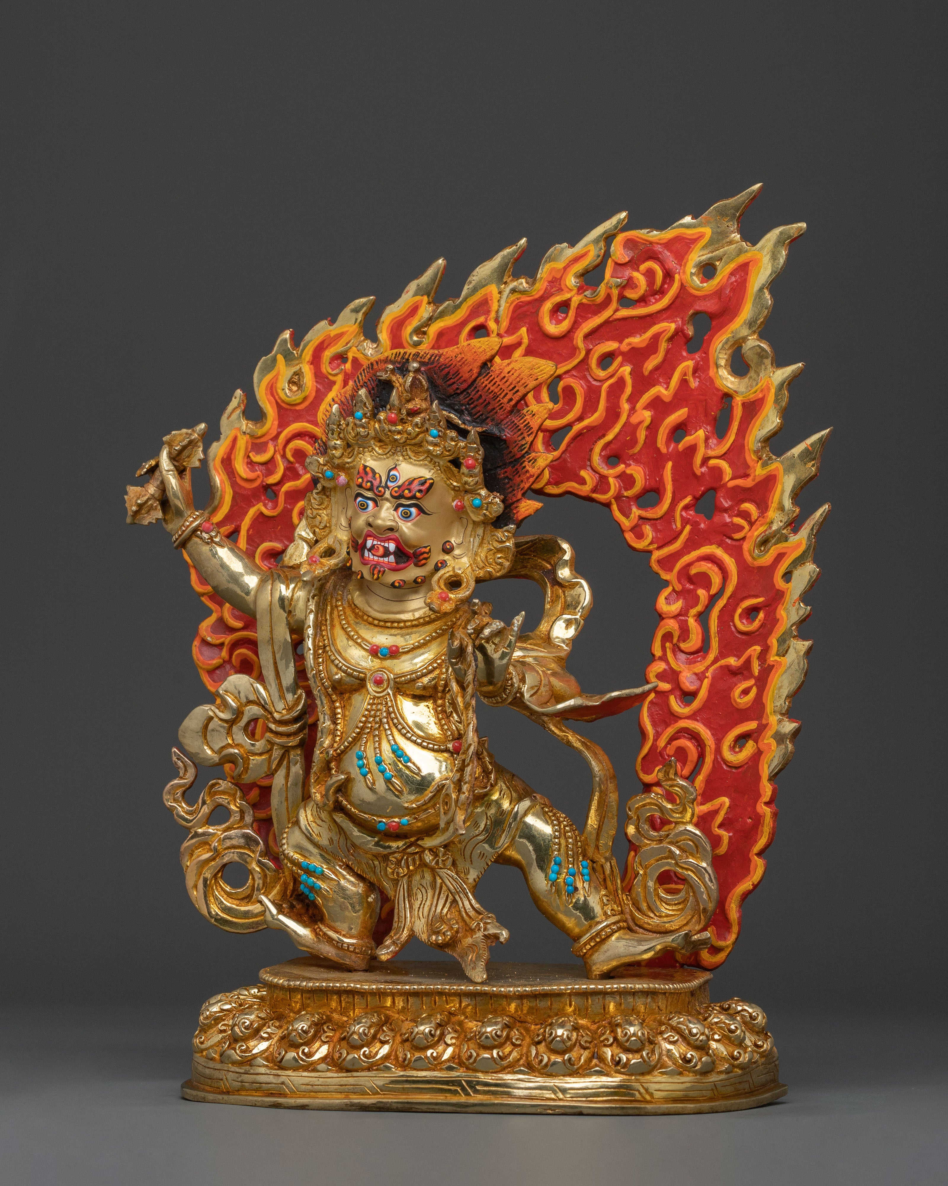 A Radiant Handmade Vajrapani Sculpture in 24K Gold