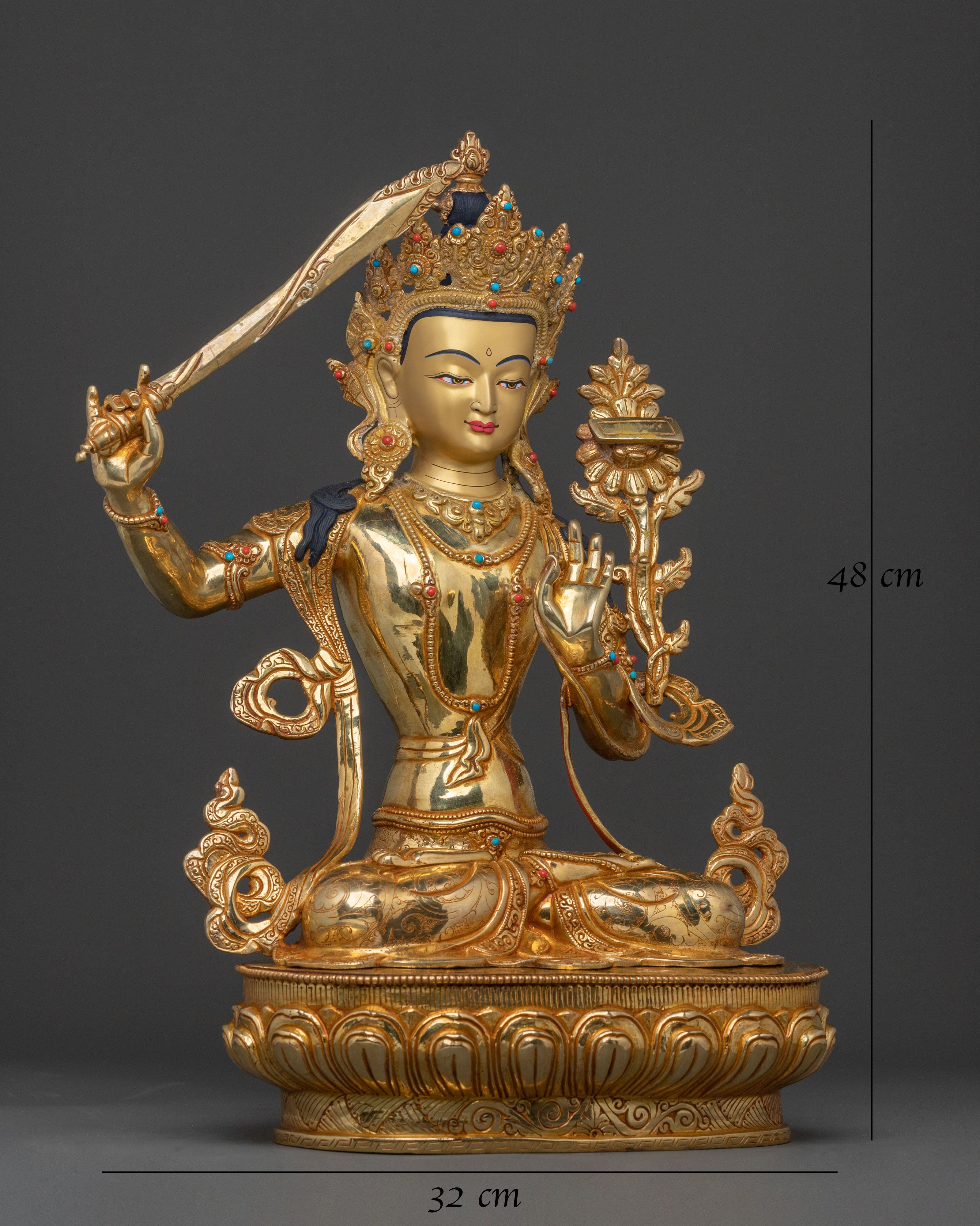 Wisdom Buddha Manjushri Statue | Enlightened Wisdom Altar Decor