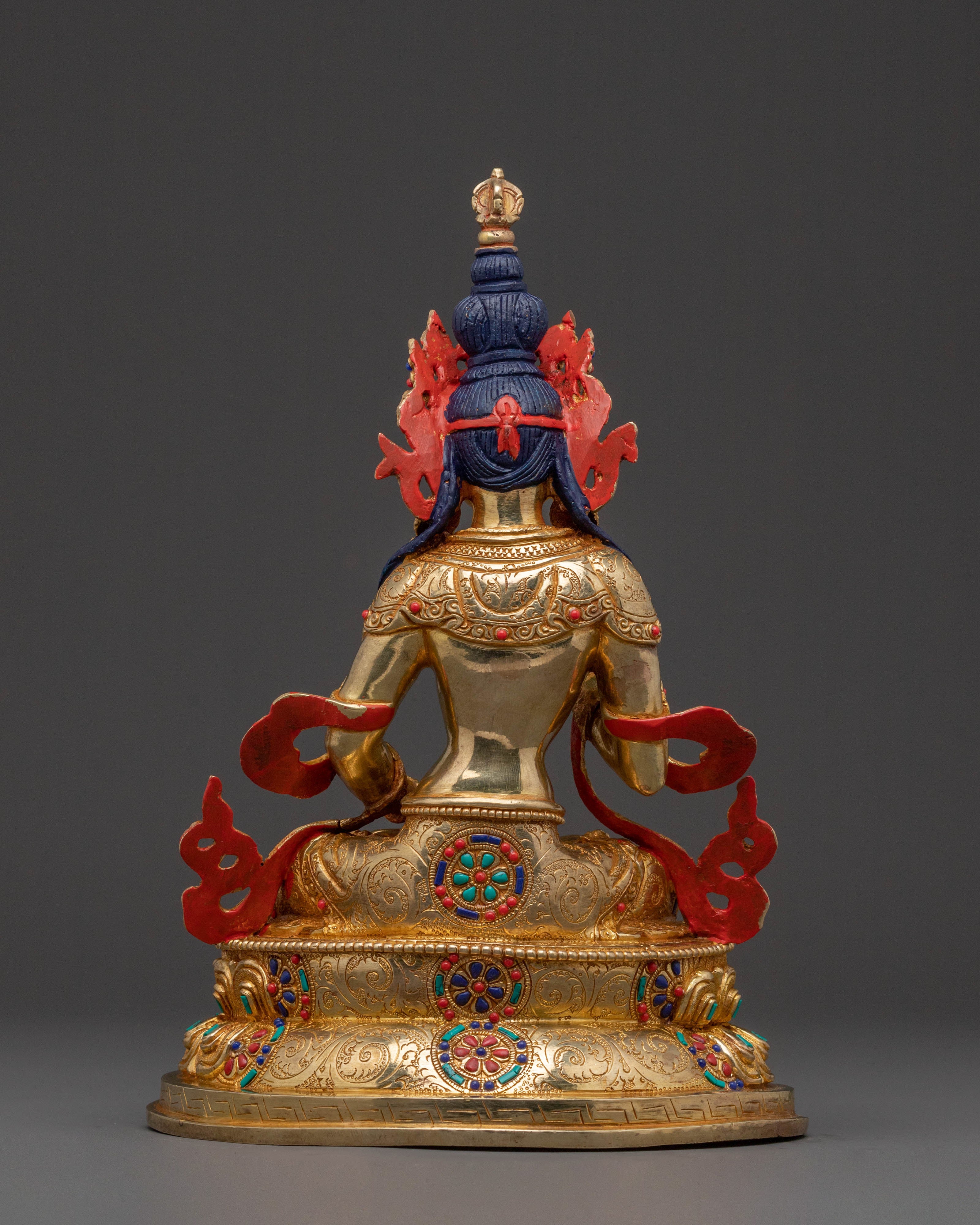 Statue of Vajrasattva for Sacred Spaces: Hand-Gilded Copper Artistry
