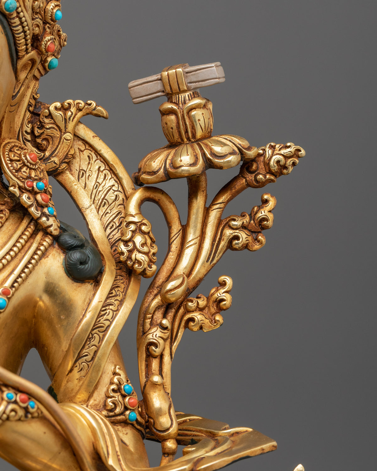 Tikshna Manjushri: 24K Gold Gilded Copper Statue