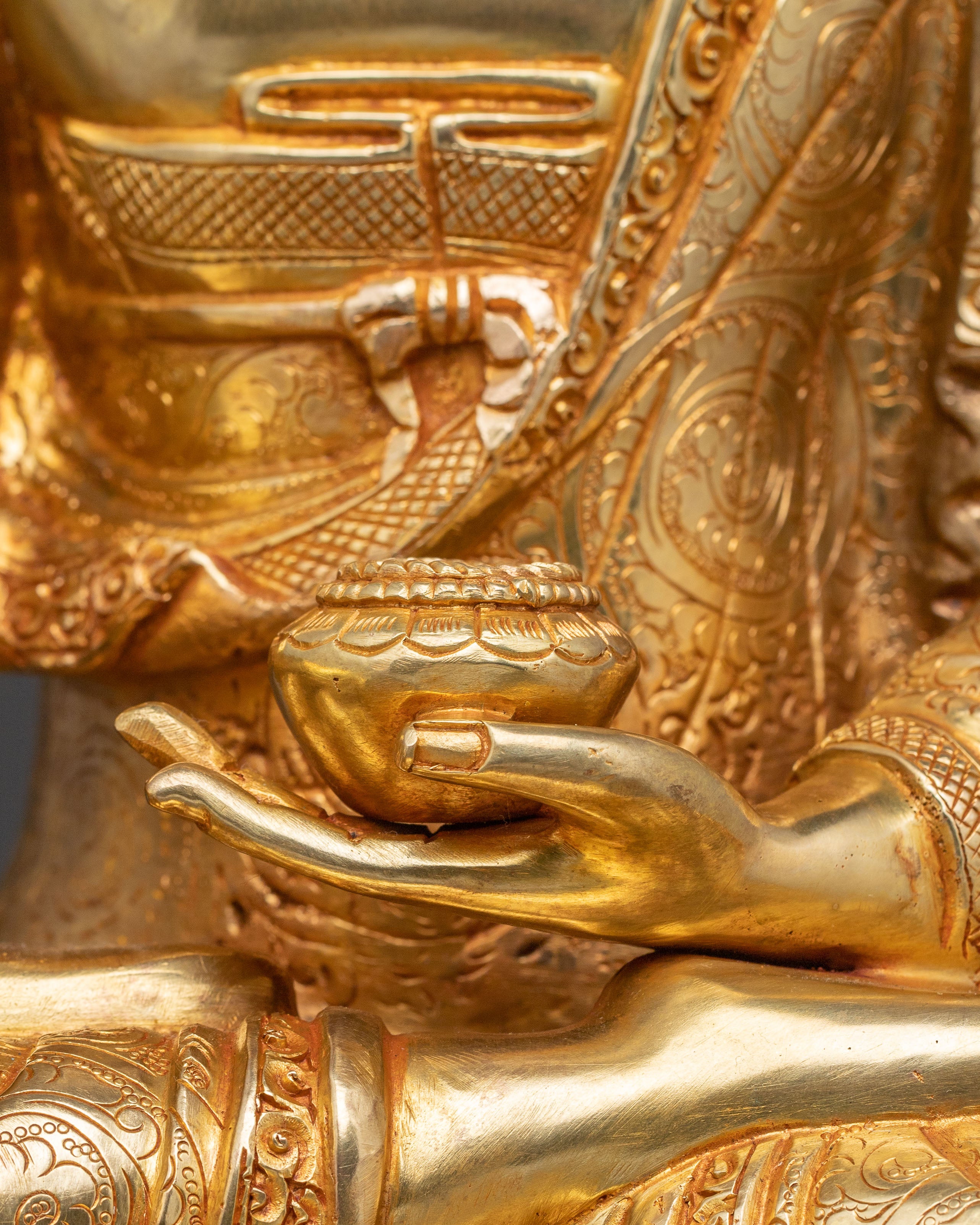 Golden Shakyamuni Buddha Sacred Statue | 24k Gold Glided