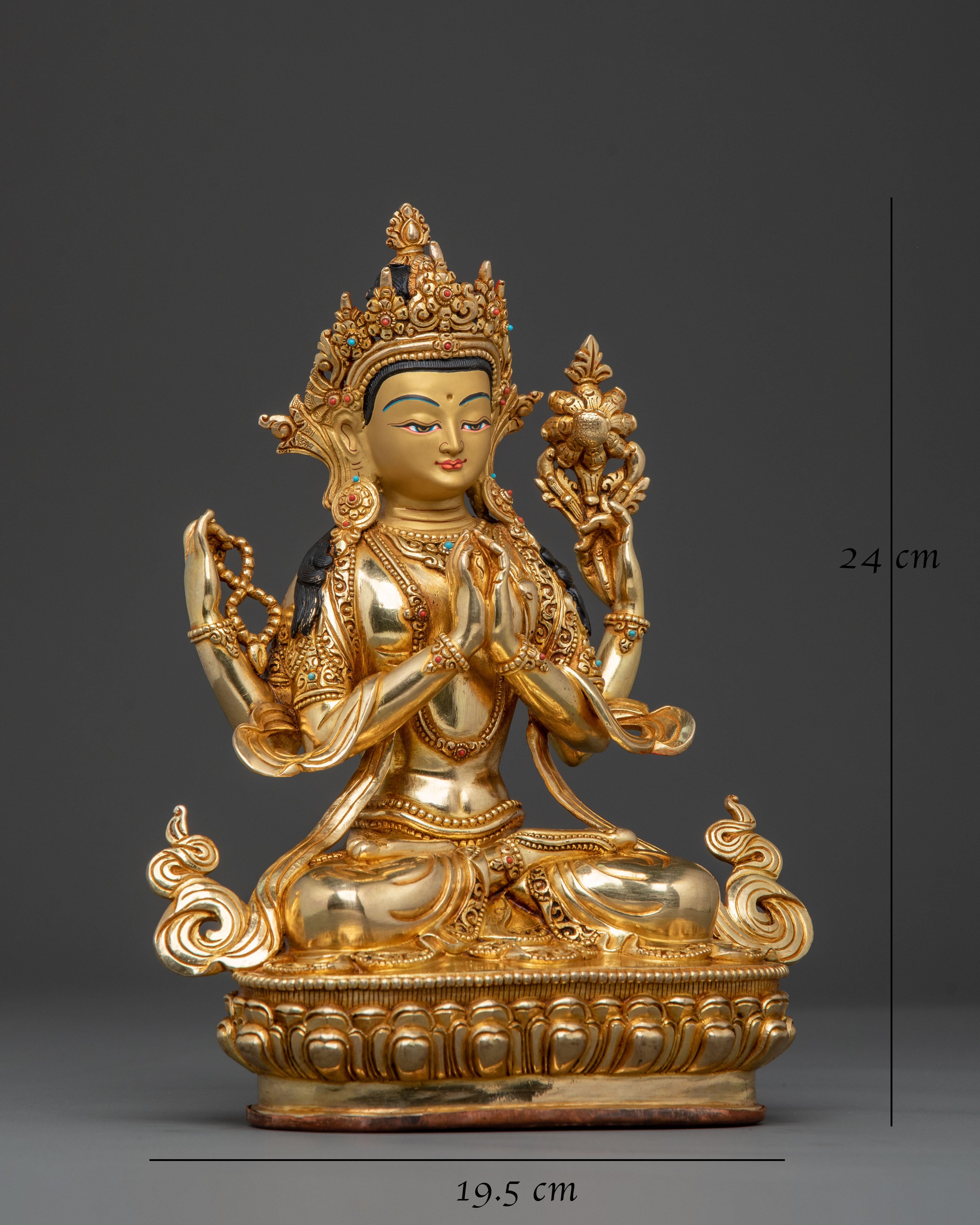 Chenrezig Statue | 24k Gold Gilded Bodhisattva