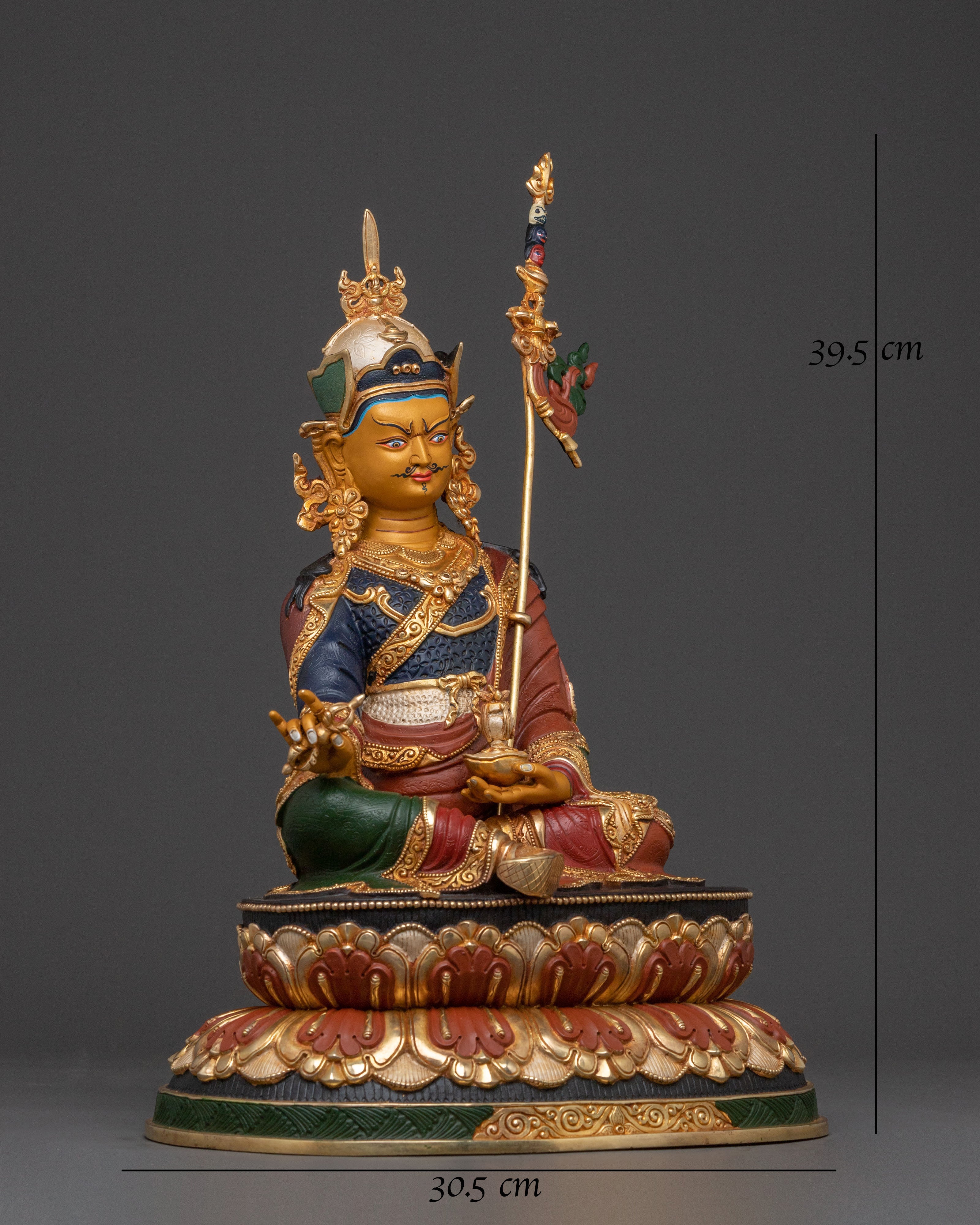 Guru Rinpoche Divine Statue – Gilded Copper Art