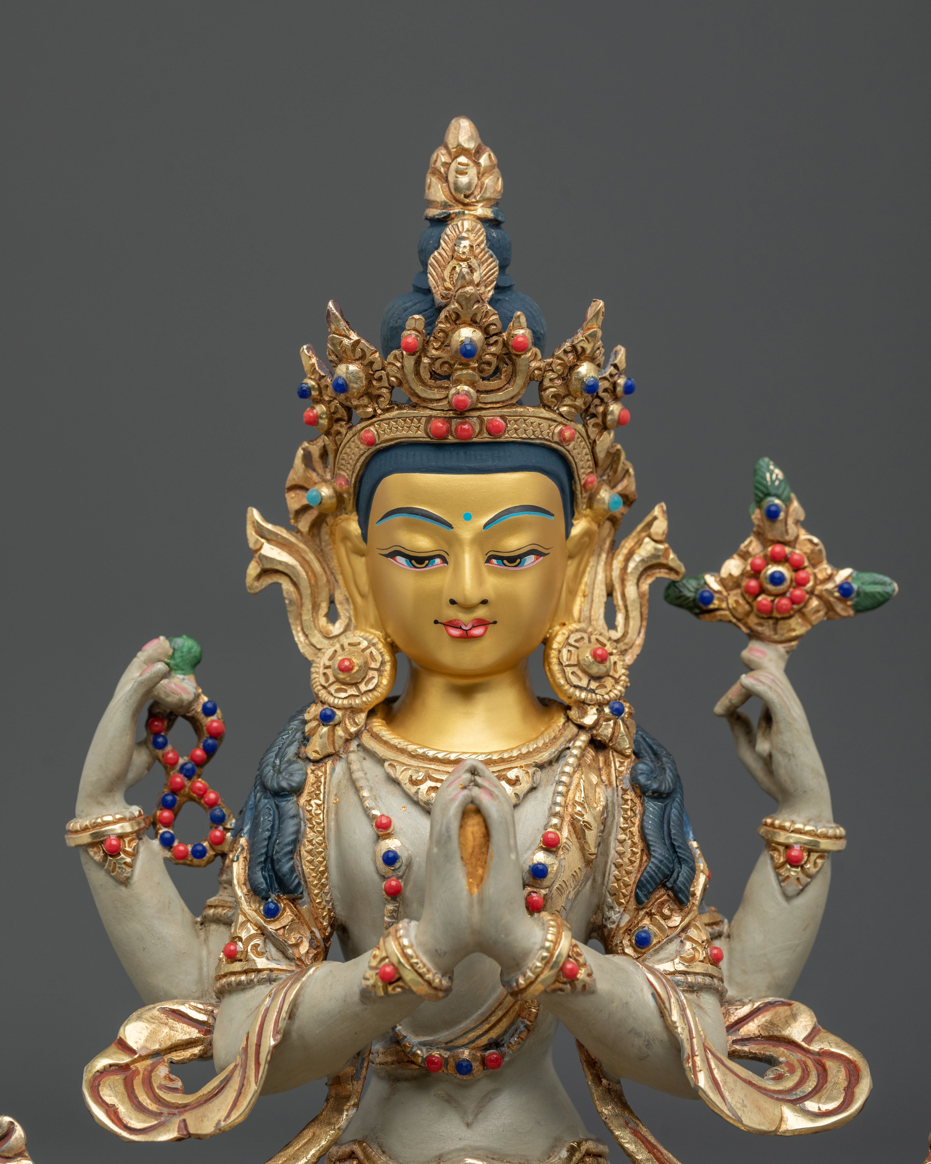 24k Gold Coated Chenrezig Statue | Embodiment of Infinite Compassion