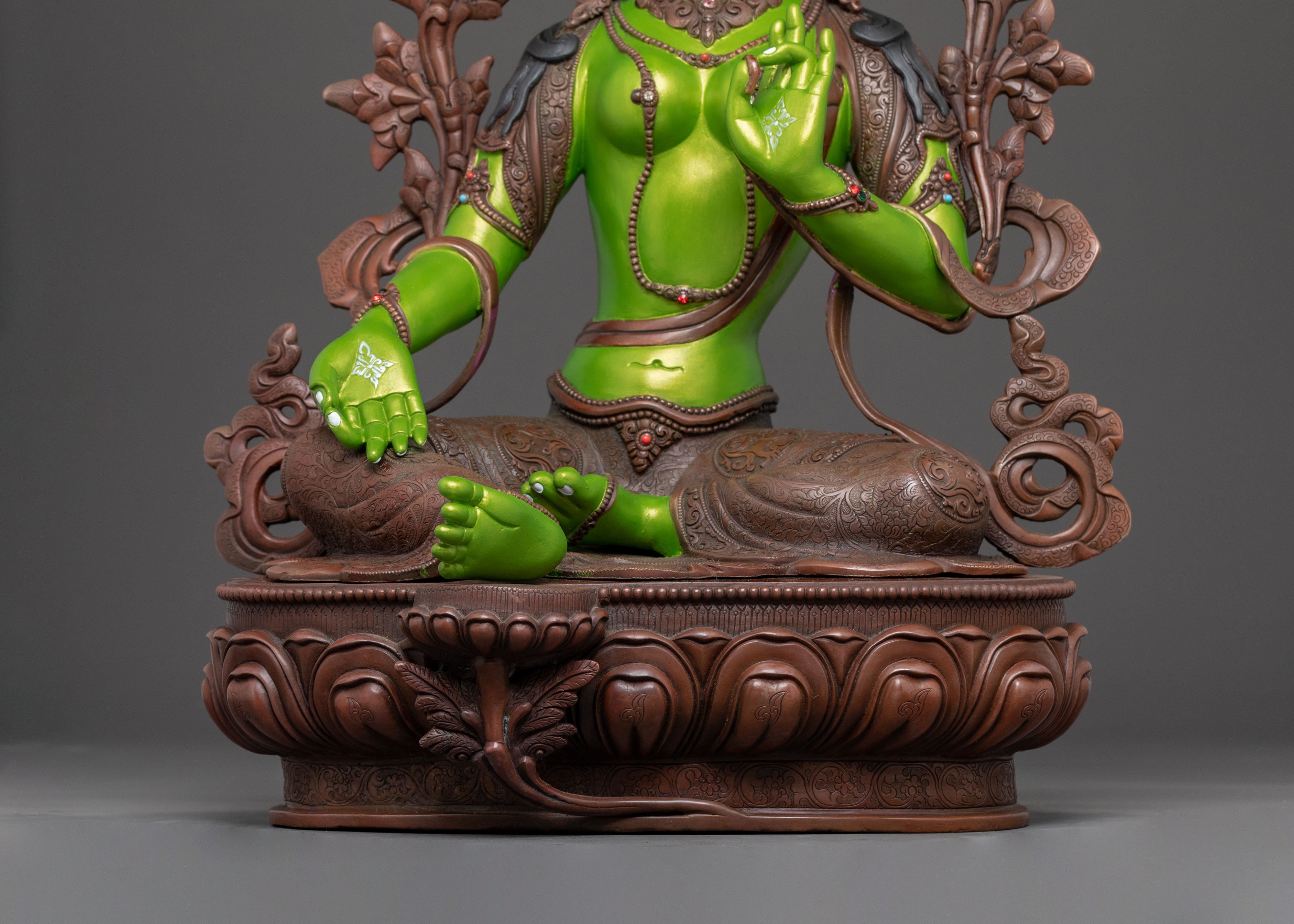 Tibetan Green Tara Compassion Statue – Oxidized Copper Art