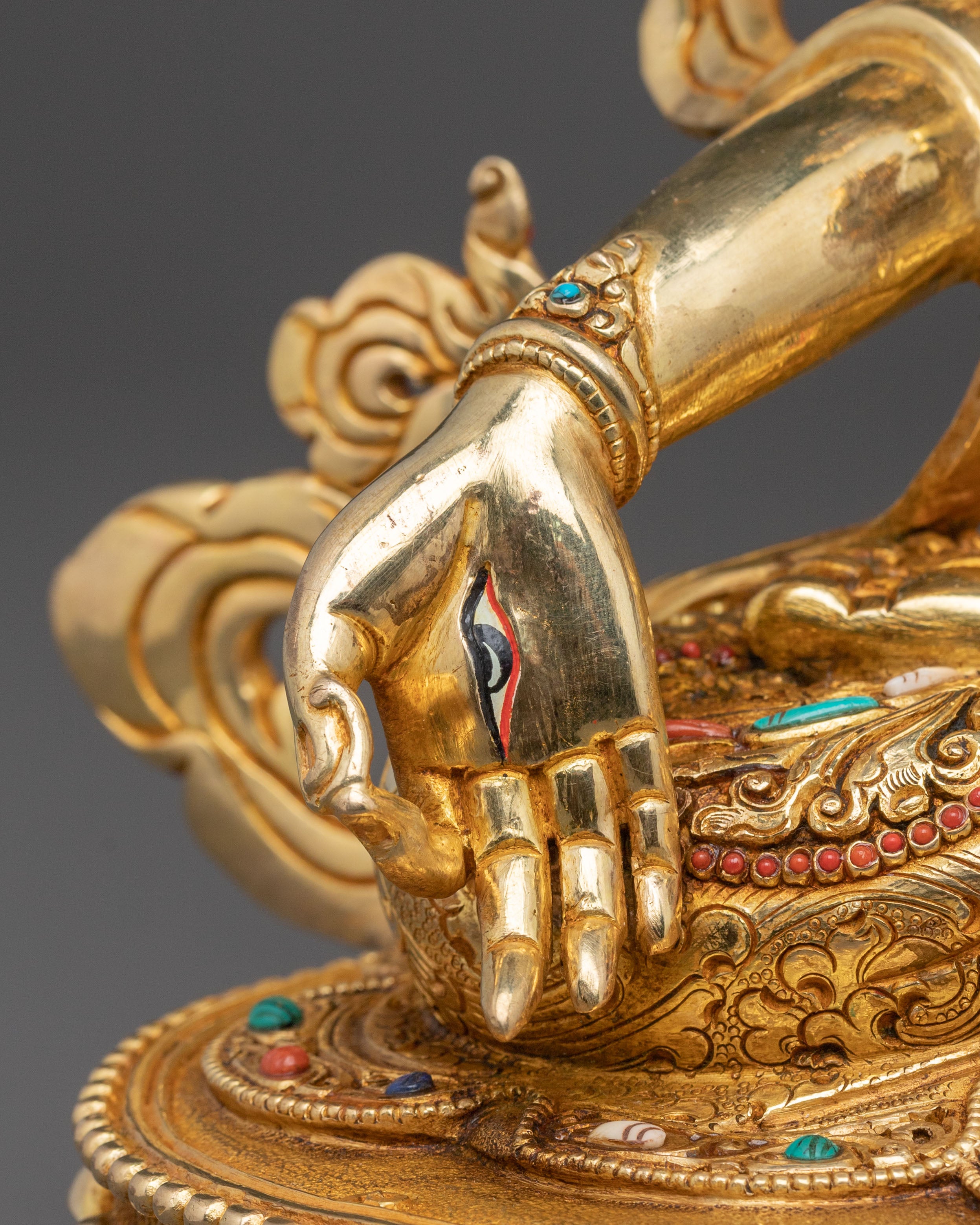 Radiant Spiritual Statue of White Tara | 24K Gold Gilded Artistry