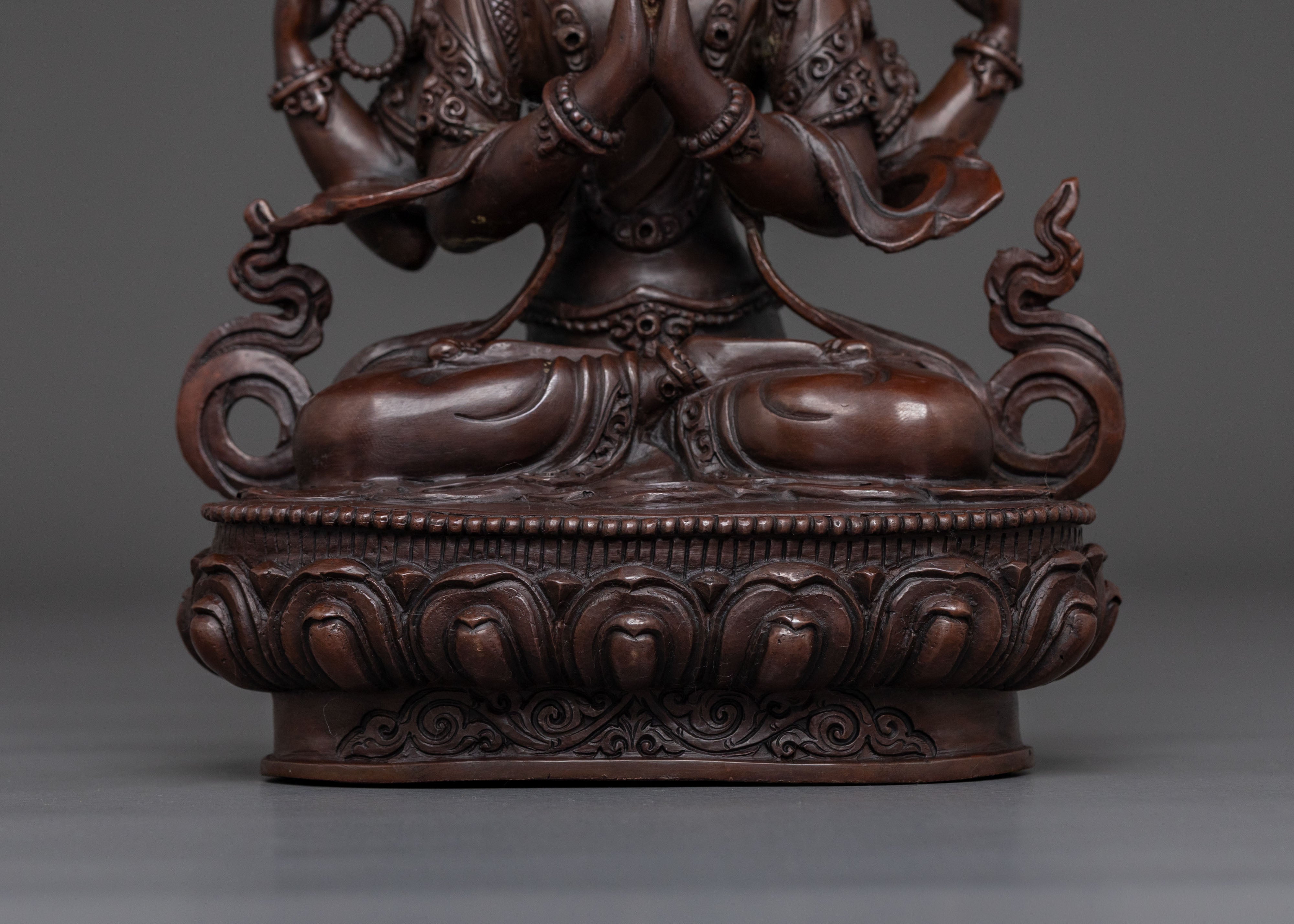 Compassion Buddha Chenrezig Statue | Oxidized Copper Statue