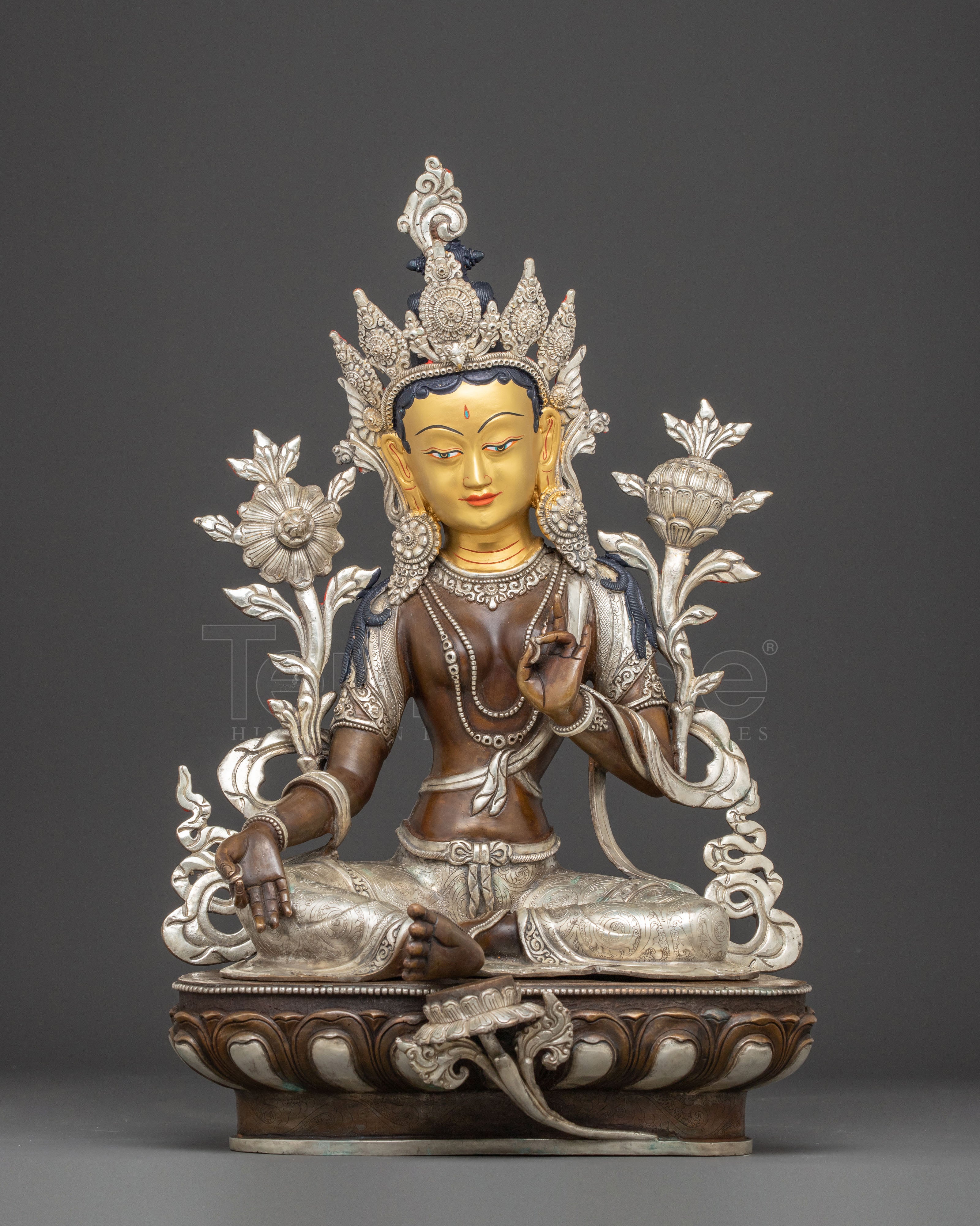 Silver-Plated Shyama Tara Copper Statue