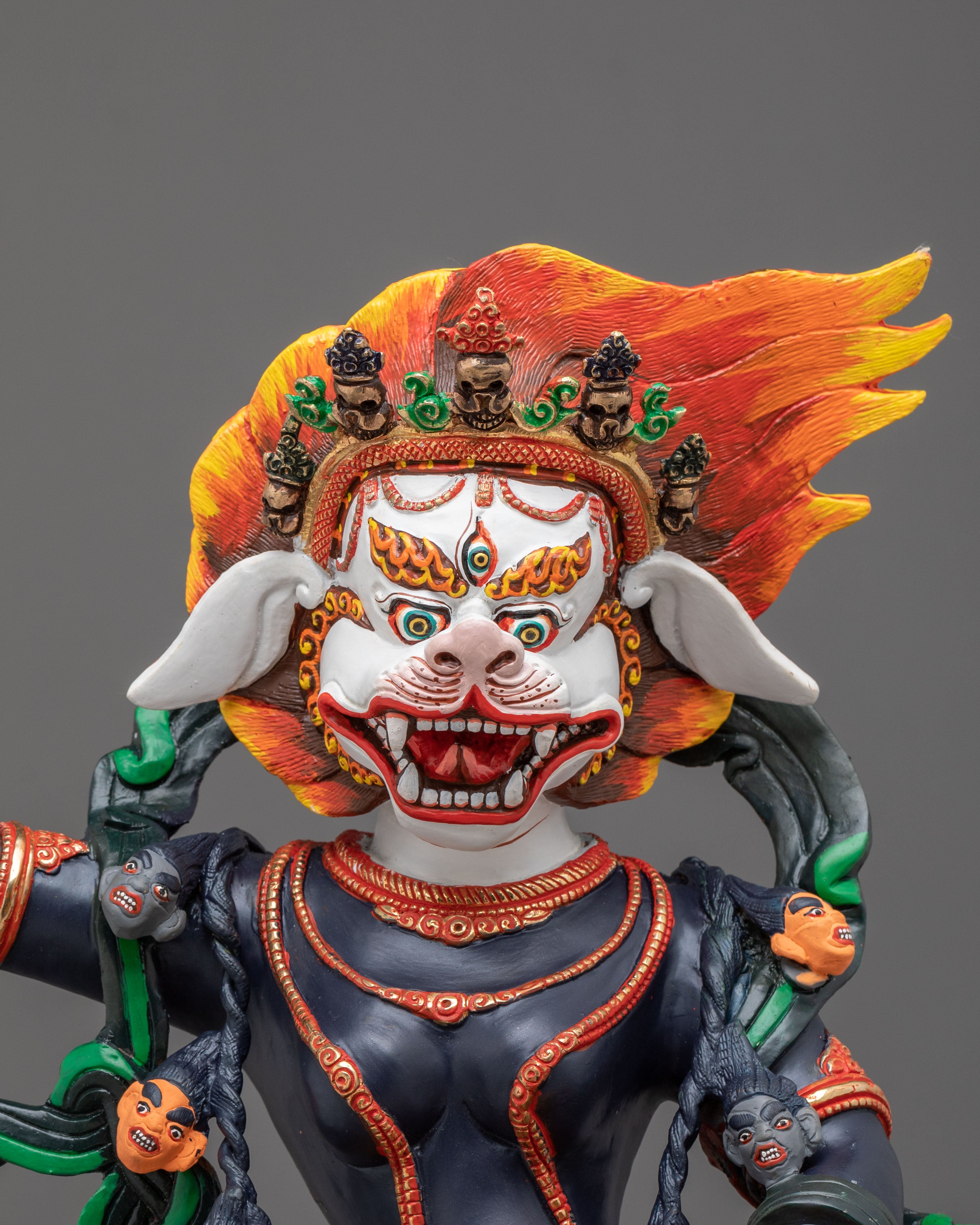 Simhamukha Statue | 24K Gold Gilded Buddhist Figurine
