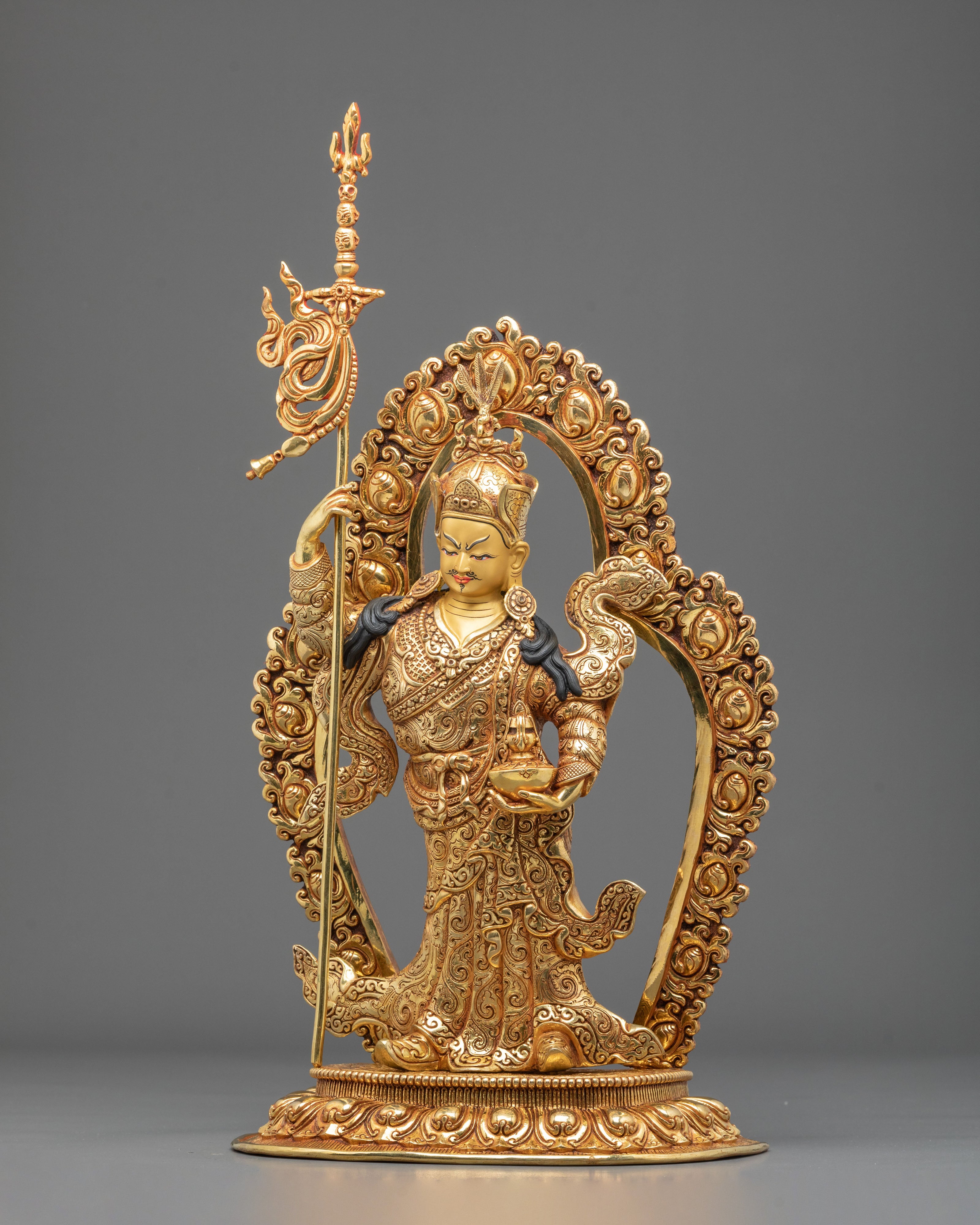 Dancing Guru Rinpoche Statue | 24K Gold Gilded Artistry