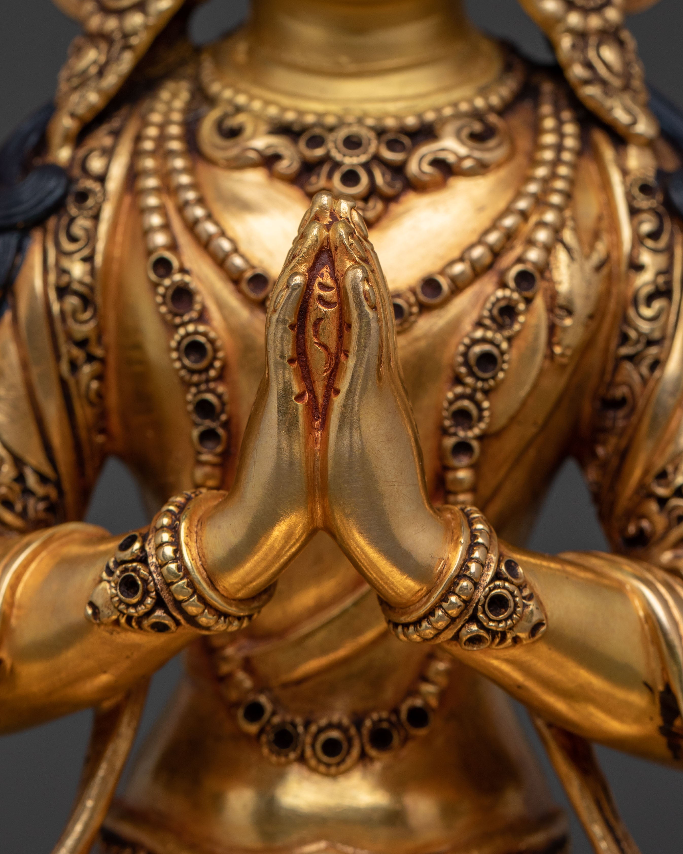 Chenrezig, Hand-Gilded Copper Statue