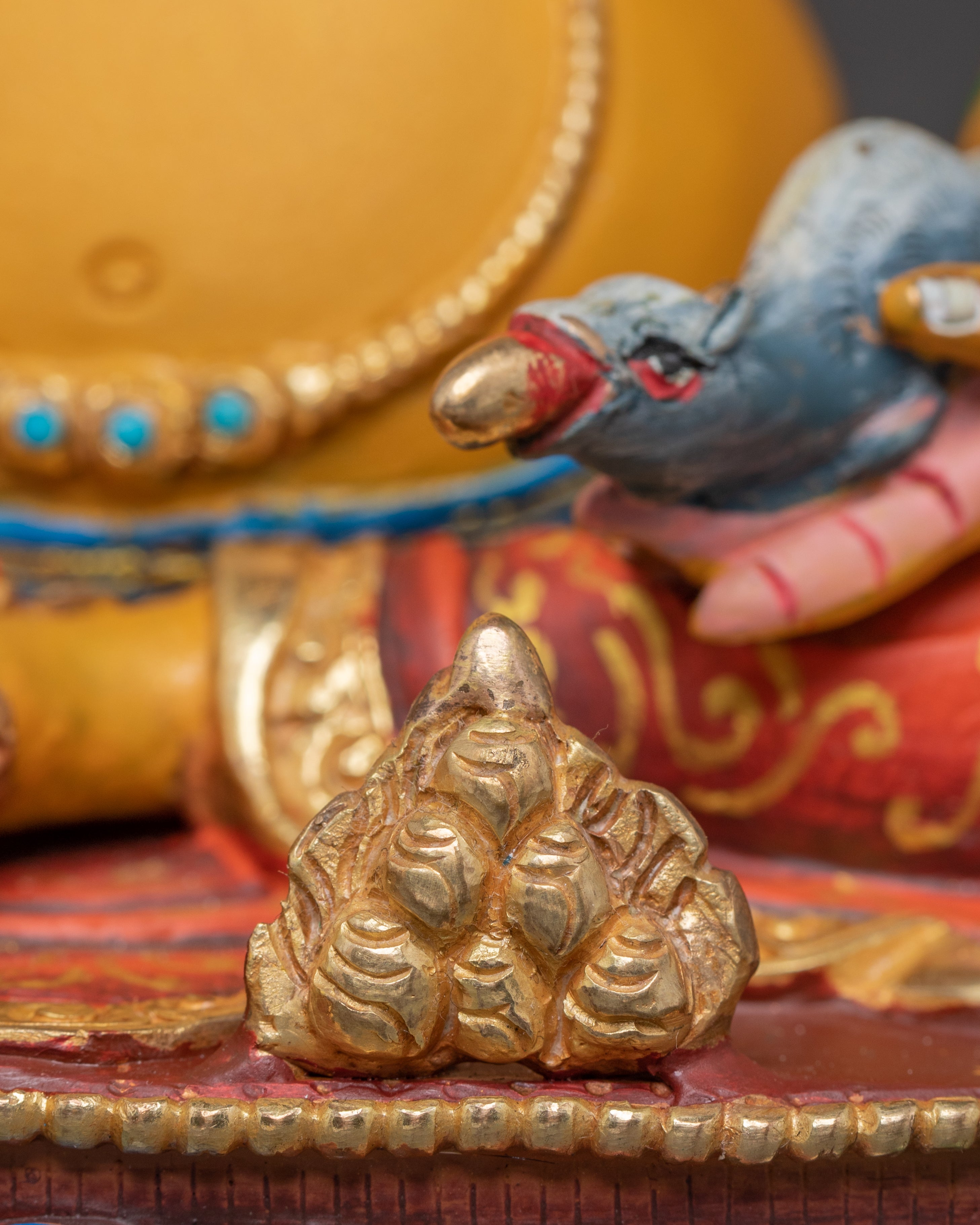 Himalayan Golden Statue of Dzambhala | Wealth Deity Figurine