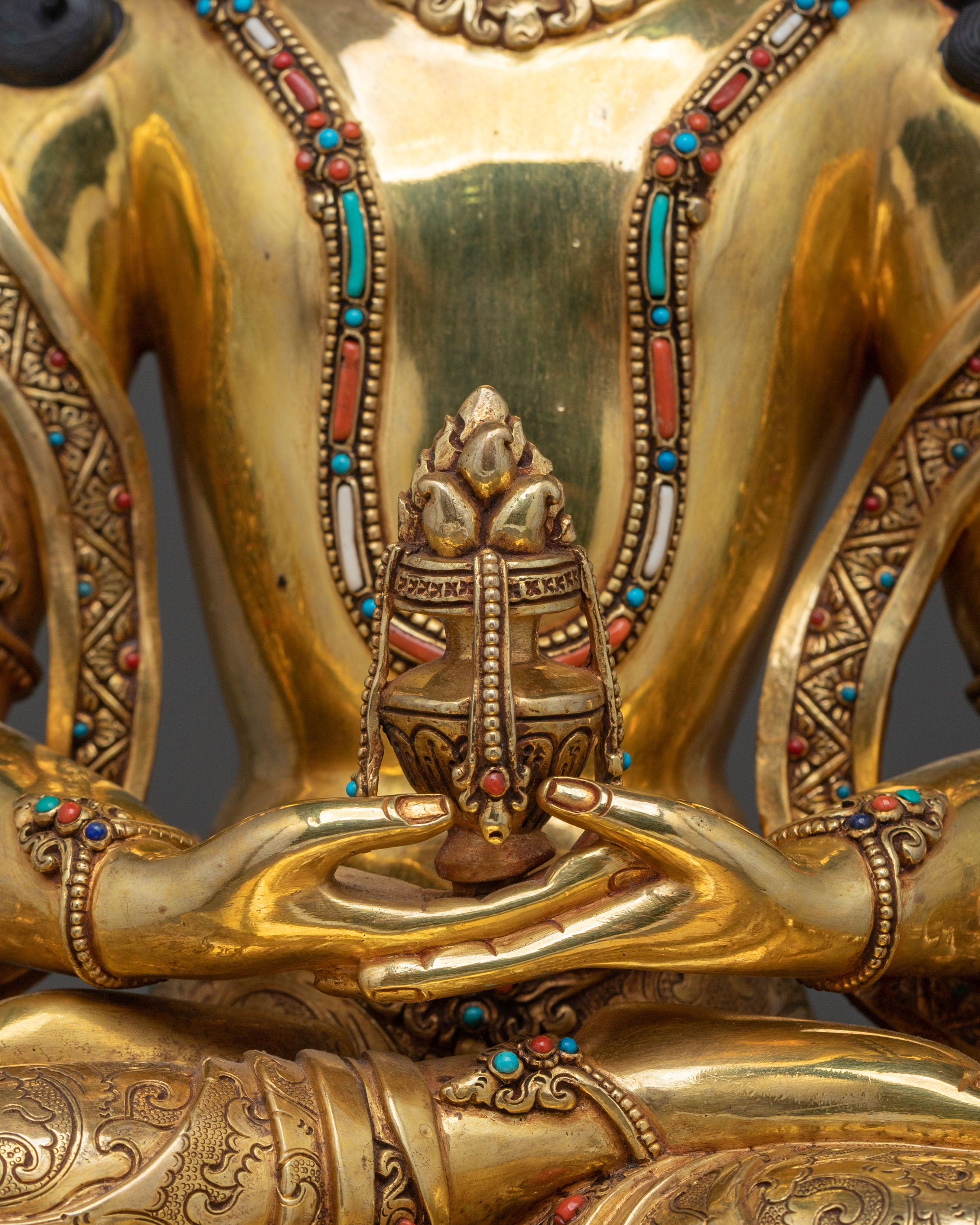 Handcrafted Copper Amitayus Statue | Buddha of Long Life and Healing
