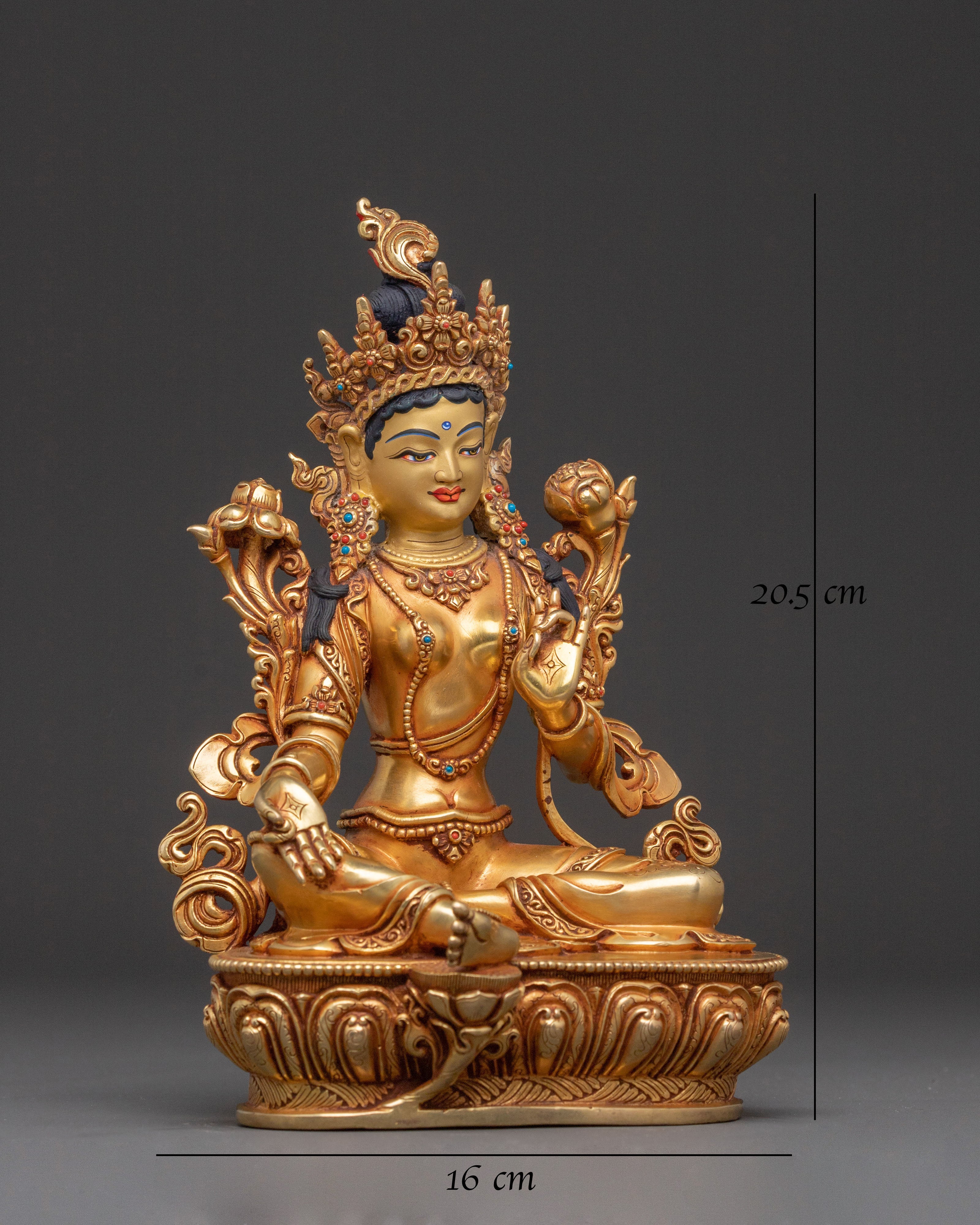 Graceful Green Tara Golden Statue: Handcrafted Serenity