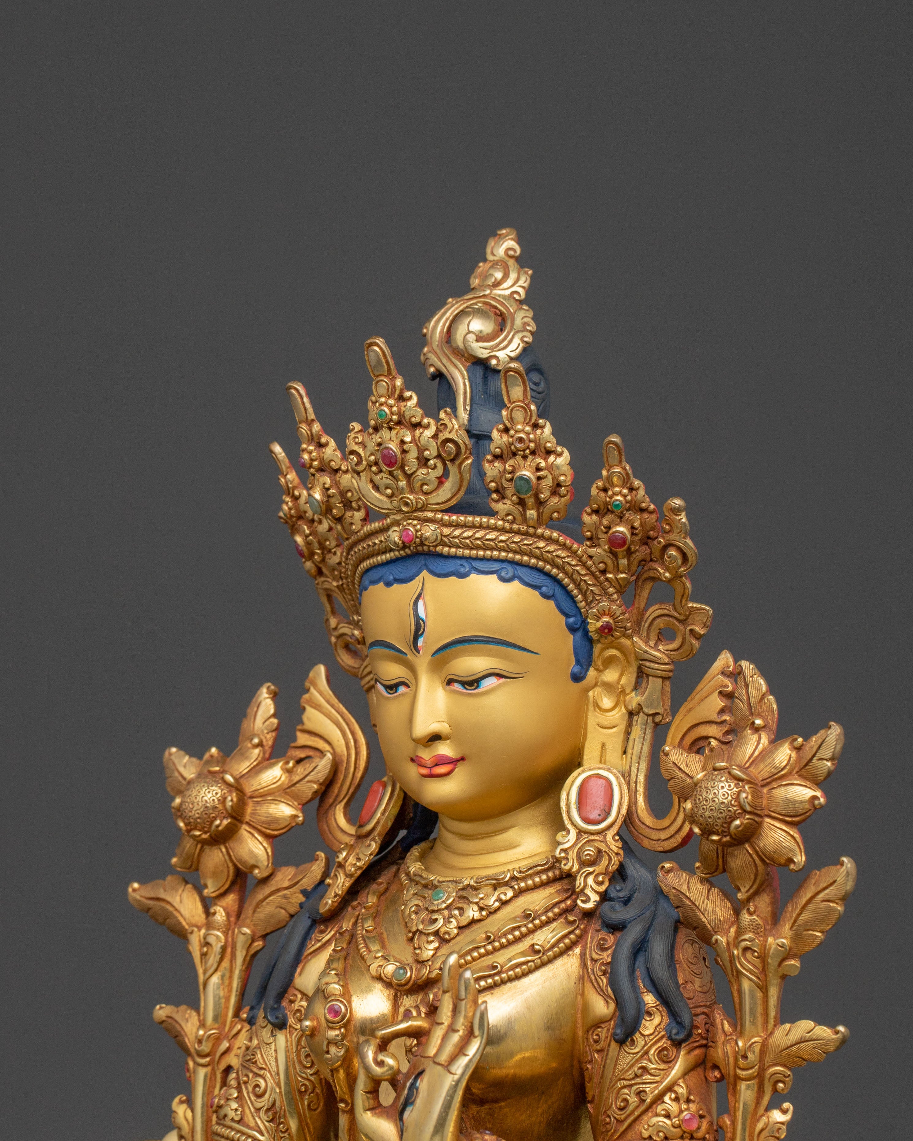 White Tara Spiritual Statue | 24K Gold Gilded Icon