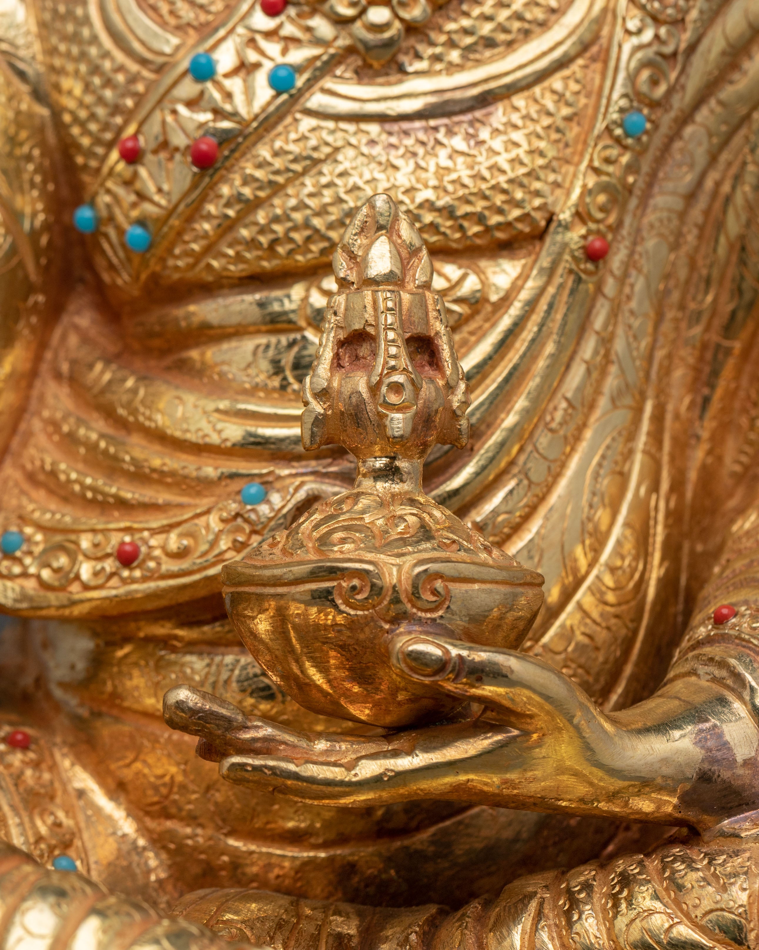 Guru Rinpoche 24K Gold Gilded Sculpture | Home Decor