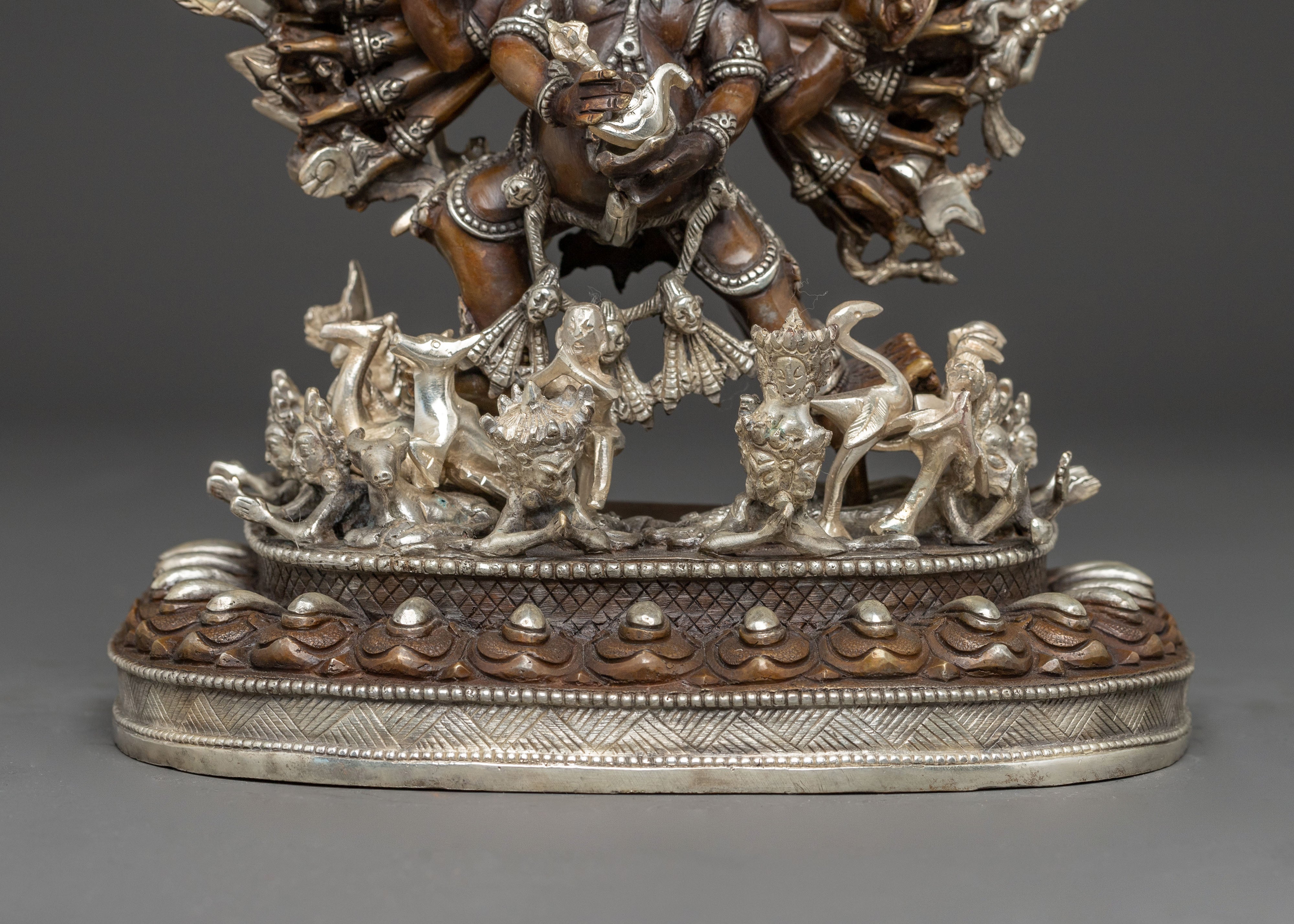 Handmade Yamantaka Golden Statue | Tibetan Buddhist Deity of Wisdom