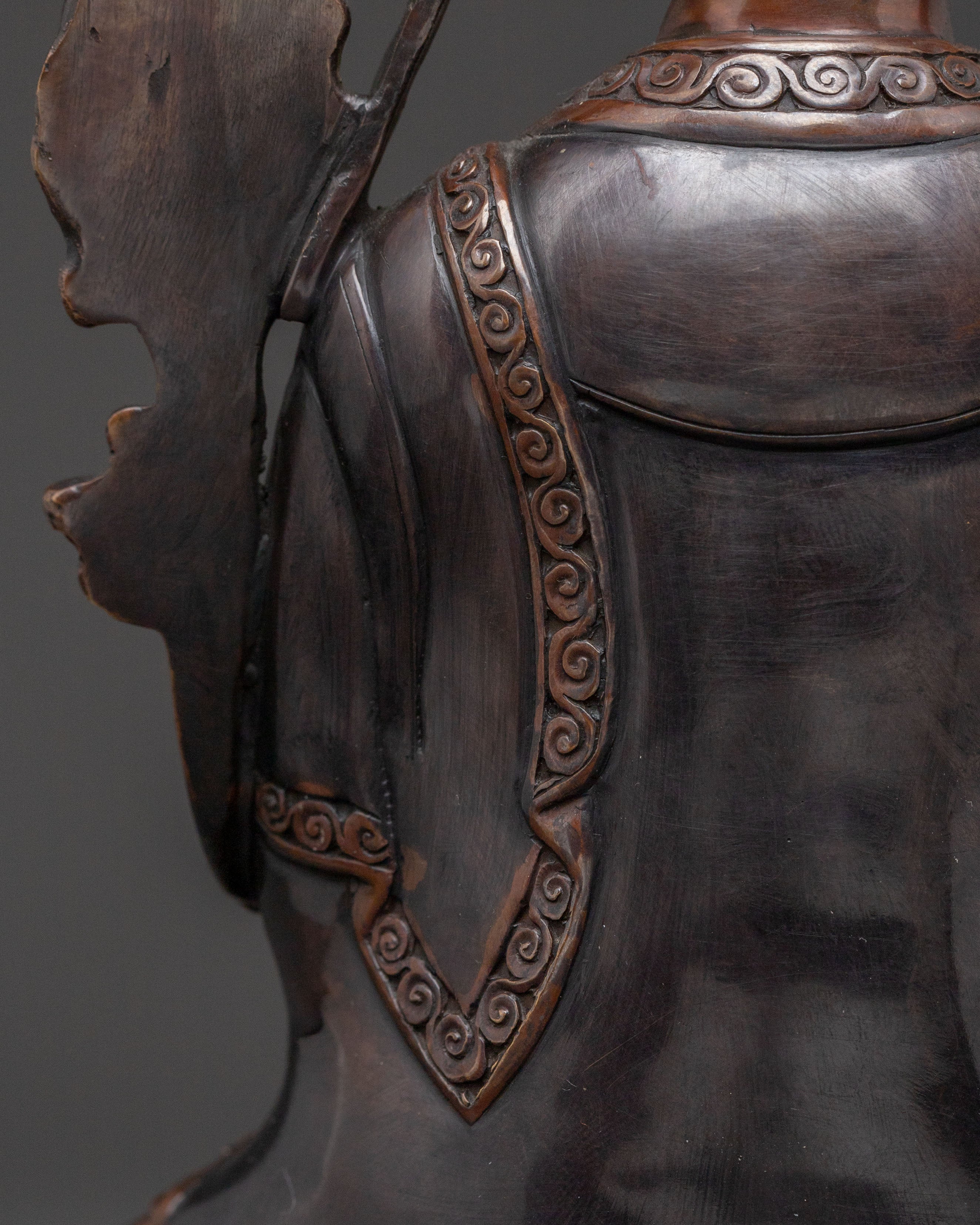 Tsongkhapa with Disciples Oxidized Copper Statue