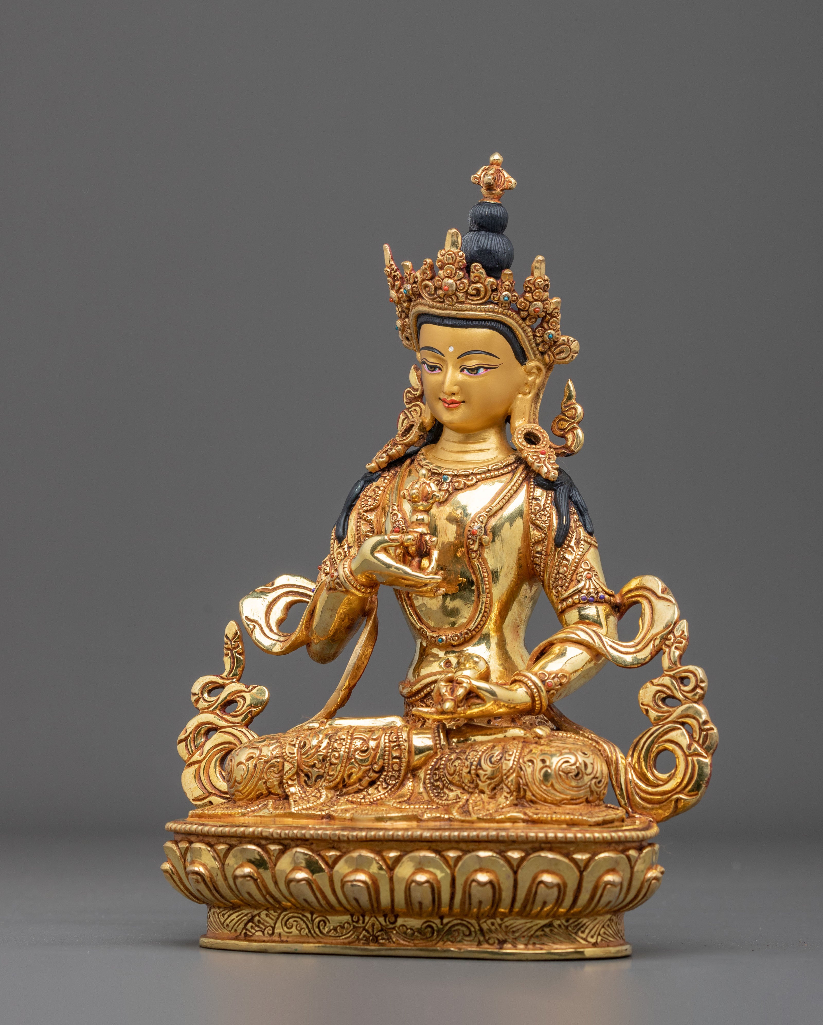 Vajrasattva Sacred Sculpture | Exquisite 24K Gold Gilded