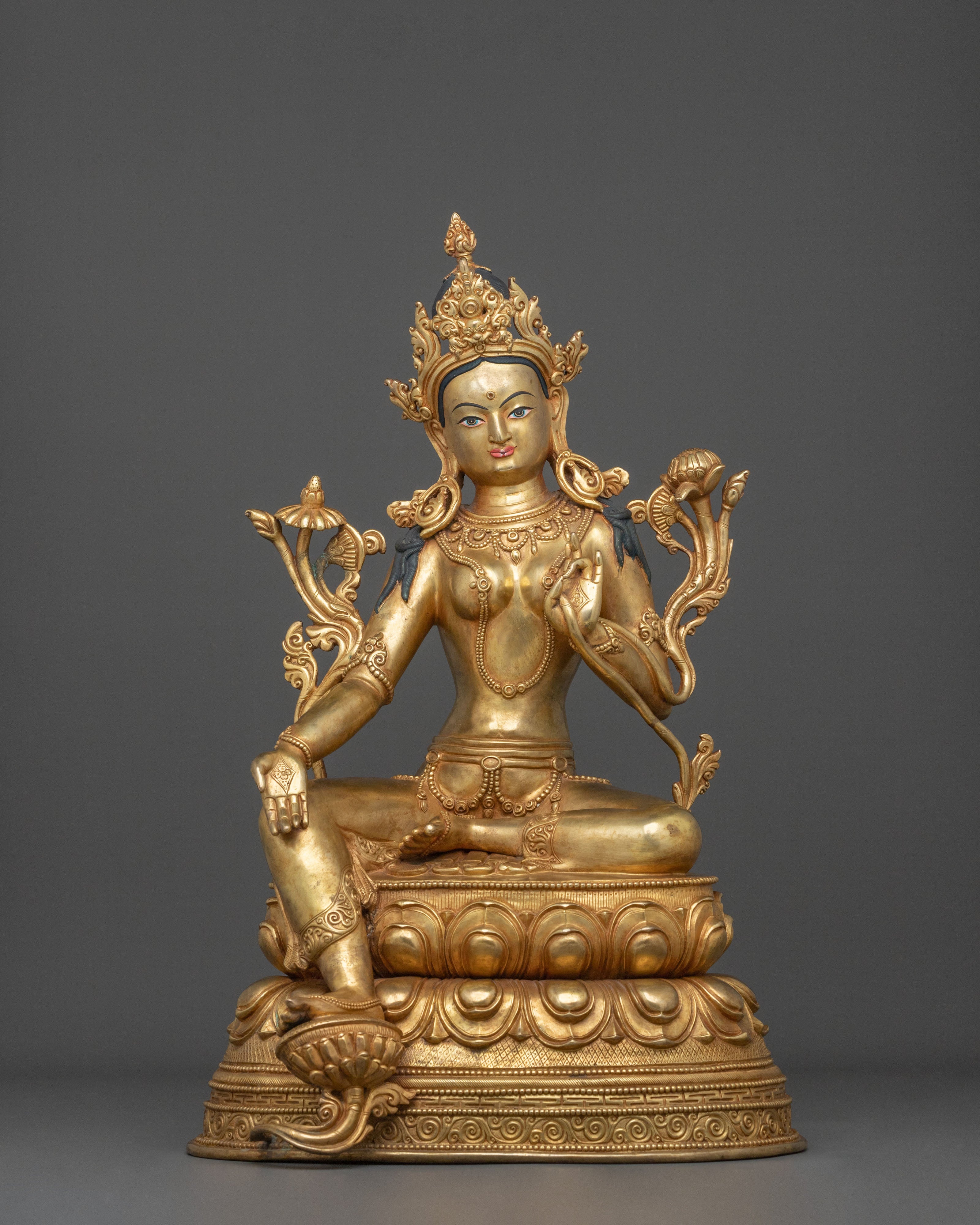 Exquisite Green Tara Statue for Buddhist Altar | Sacred Buddhist Altar Decor
