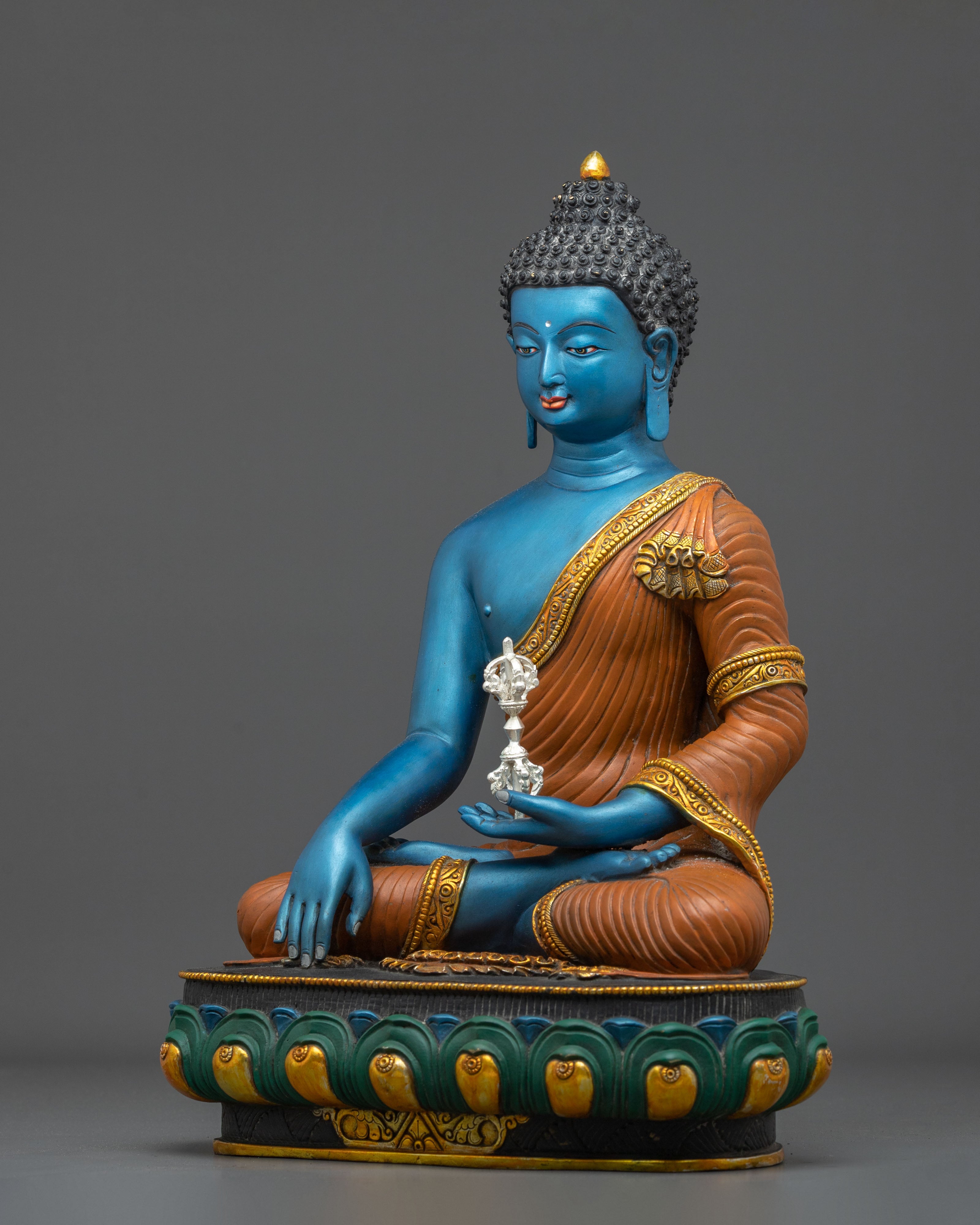 Tibetan Buddhist Mitrugpa Sculpture | Gold Painted Copper Statue