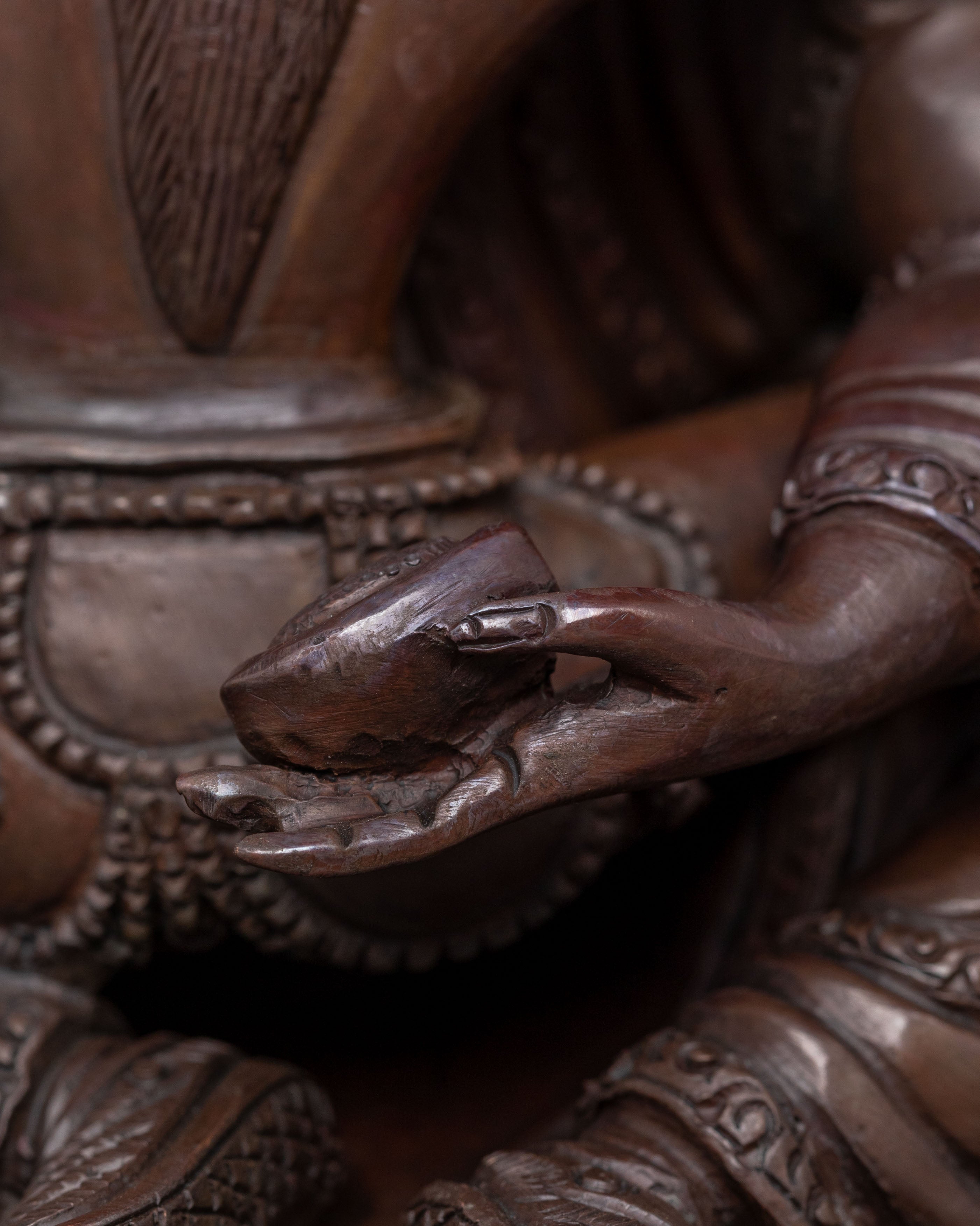 Padmasambhava Sacred Sculpture: Oxidized Copper Art