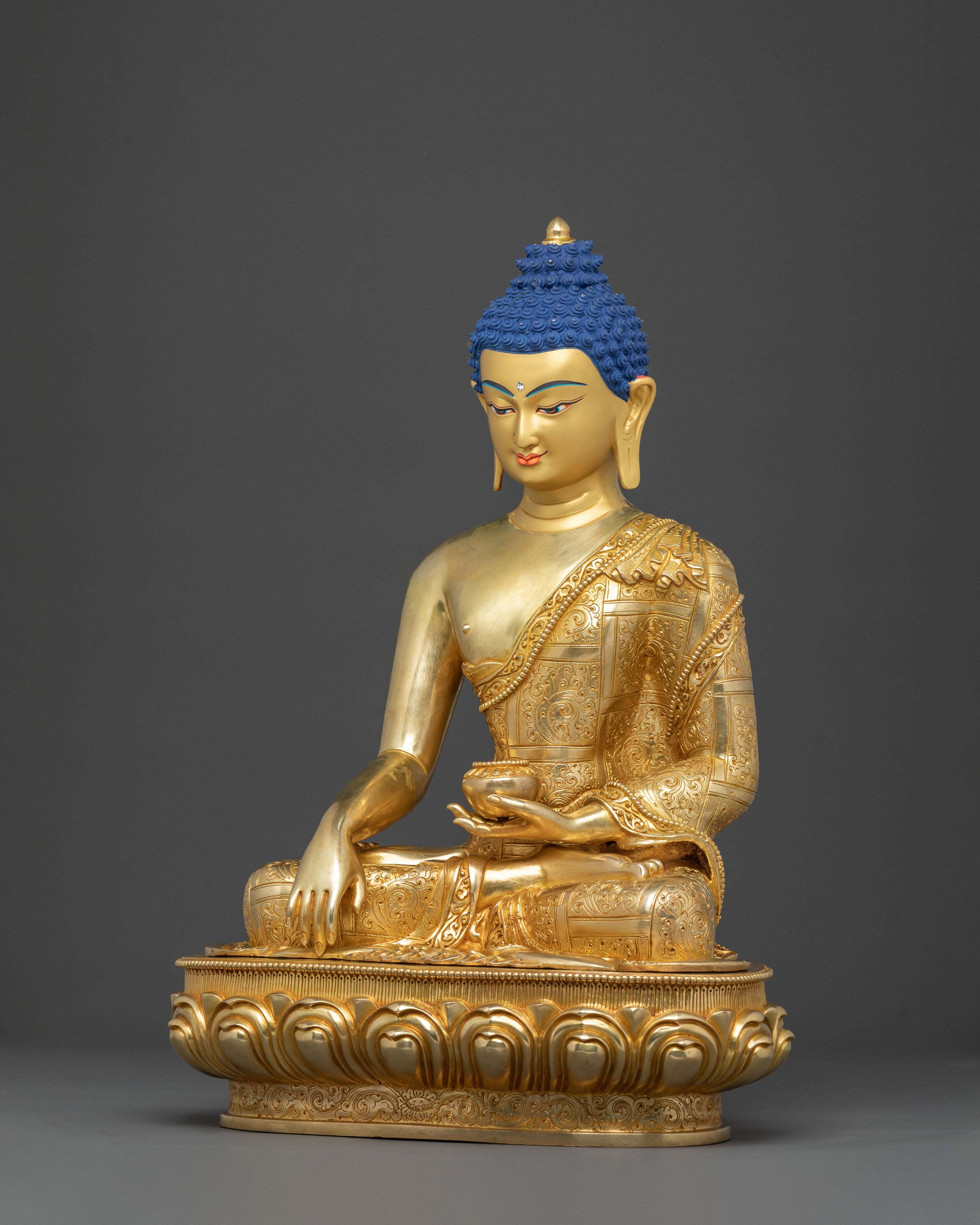 Shakyamuni Spiritual Statue: 24K Gold Gilded Icon
