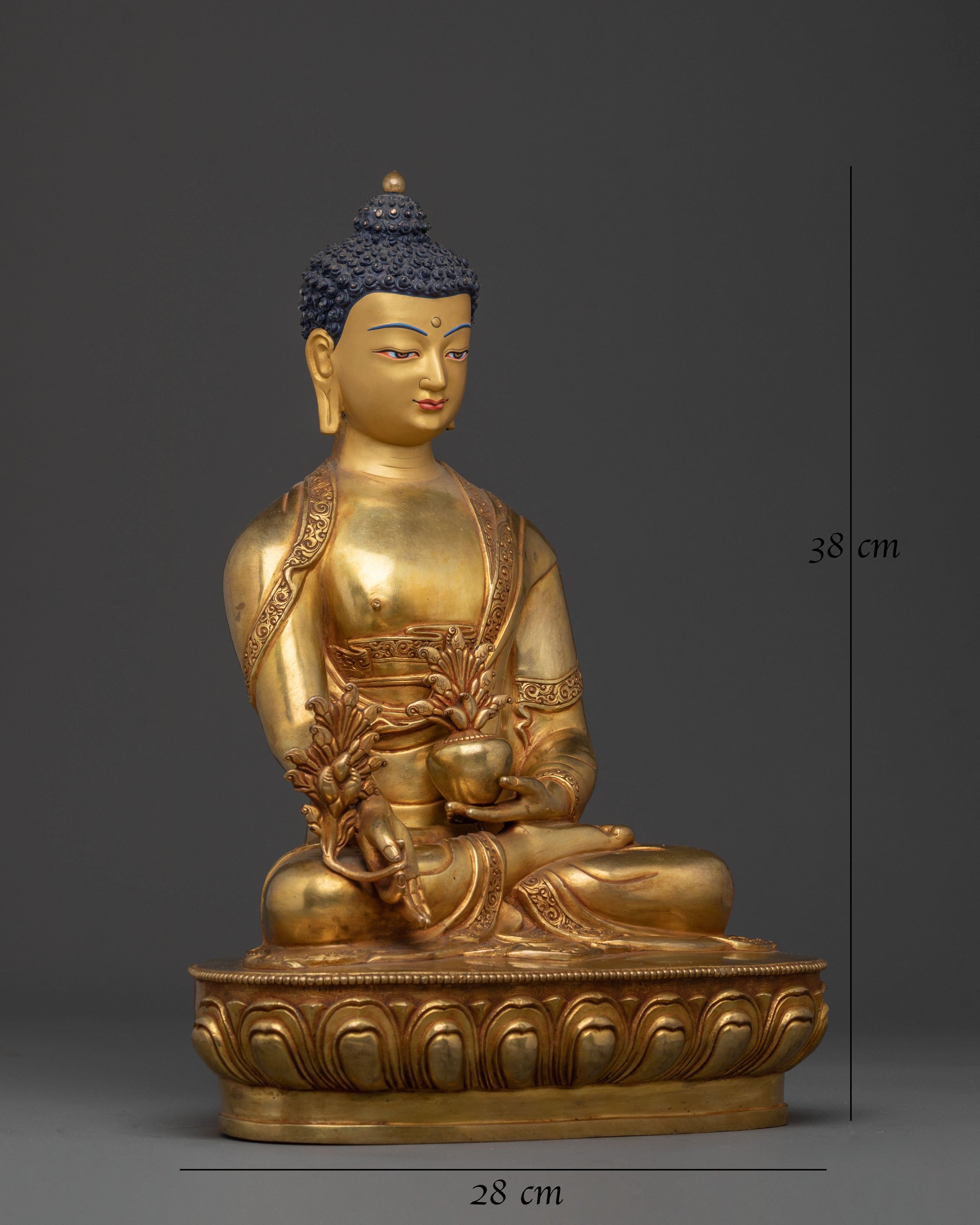 Medicine Buddha: Handcrafted 24K Golden Gilded Statue