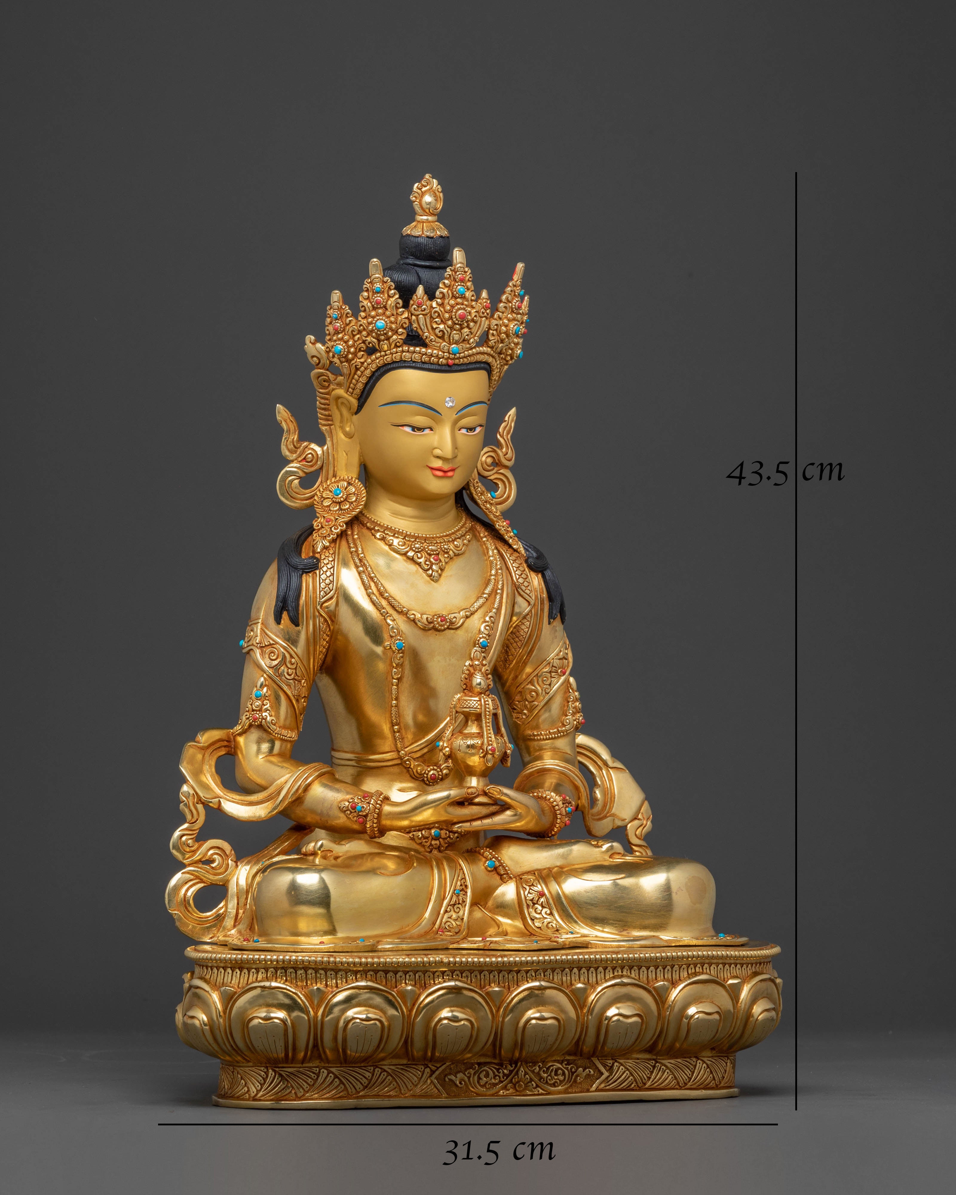 Handcrafted 24K Gold Gilded Amitayus Statue | Symbol of Longevity