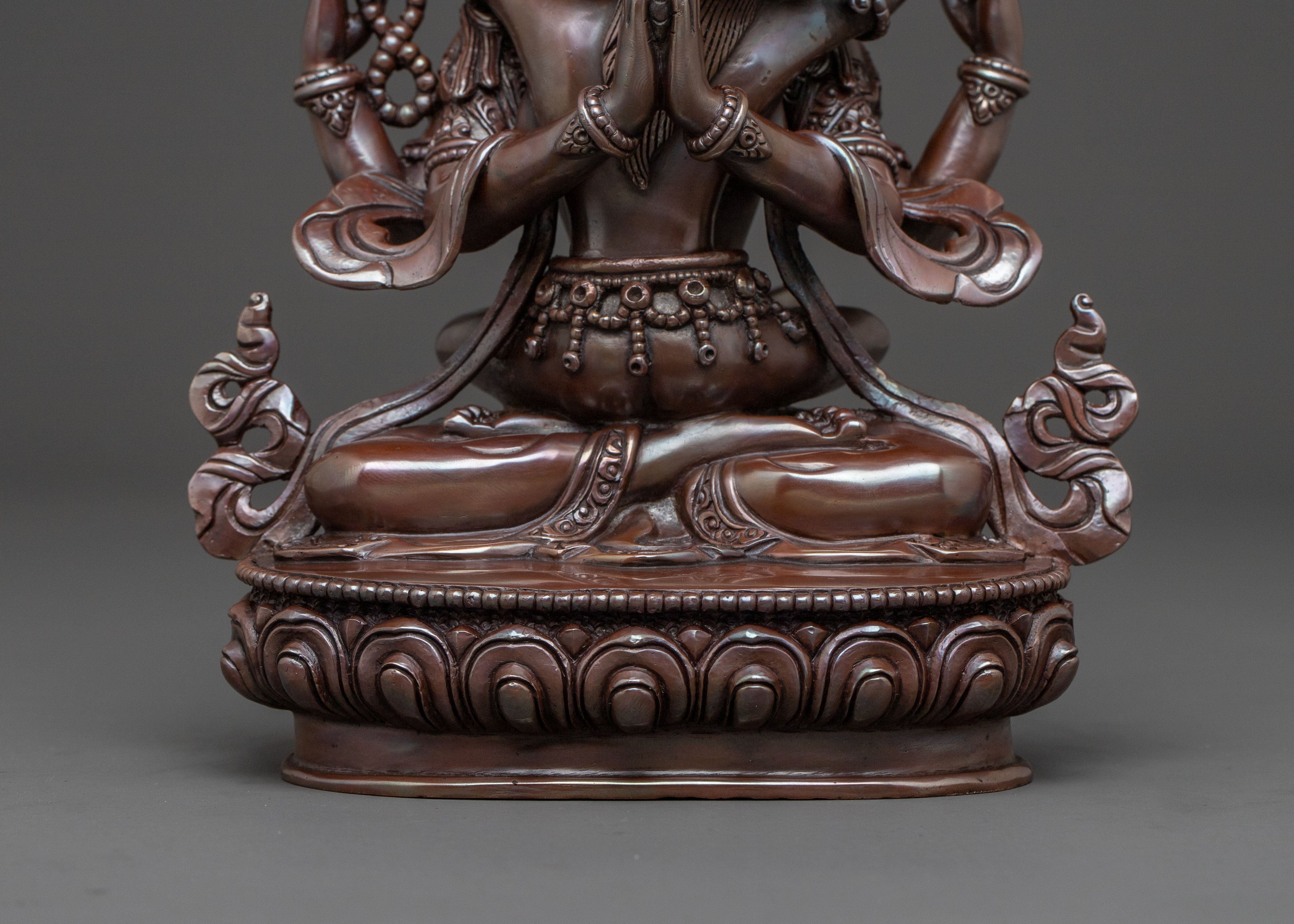 Chenrezig With Consort Statue: Compassion Deity
