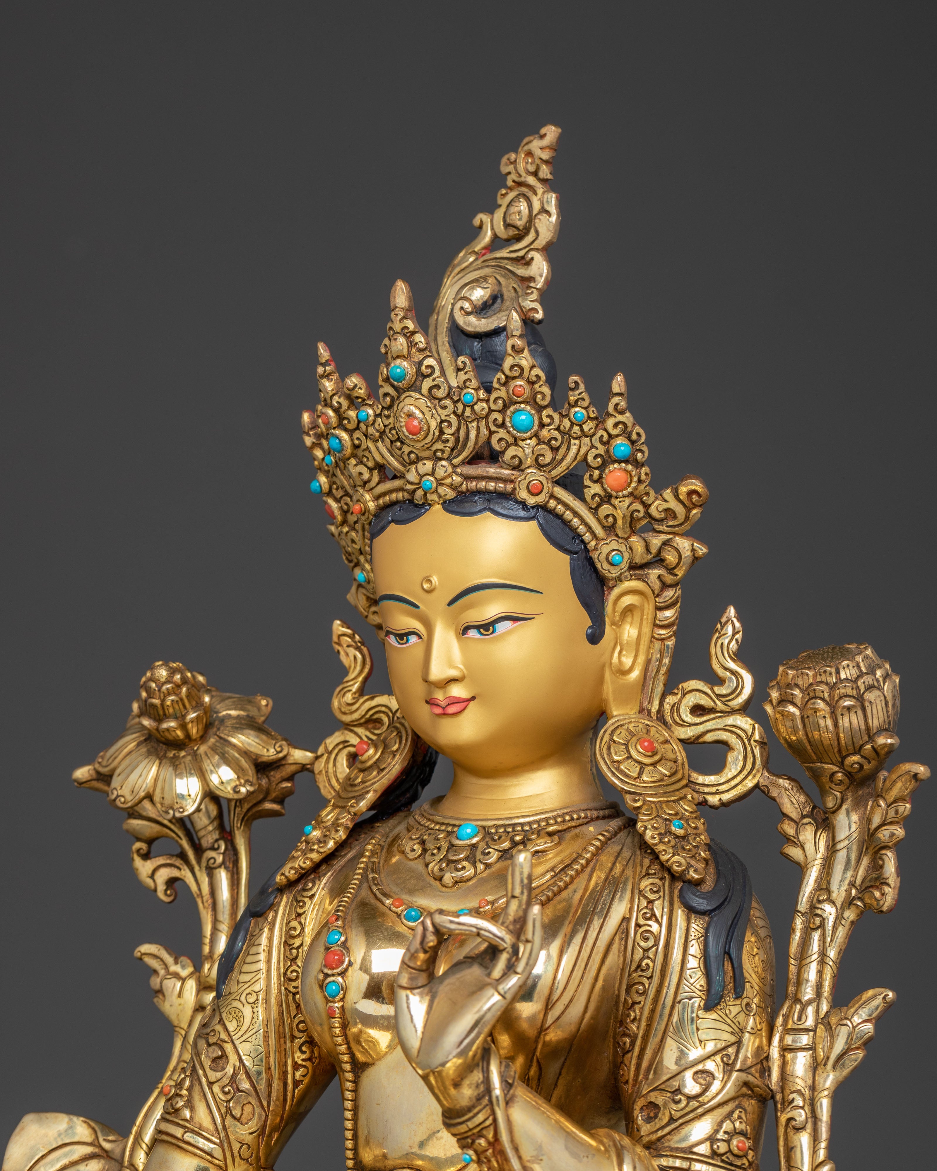Green Tara Copper Art - Mother of Buddhas | Shyama Tara Statue
