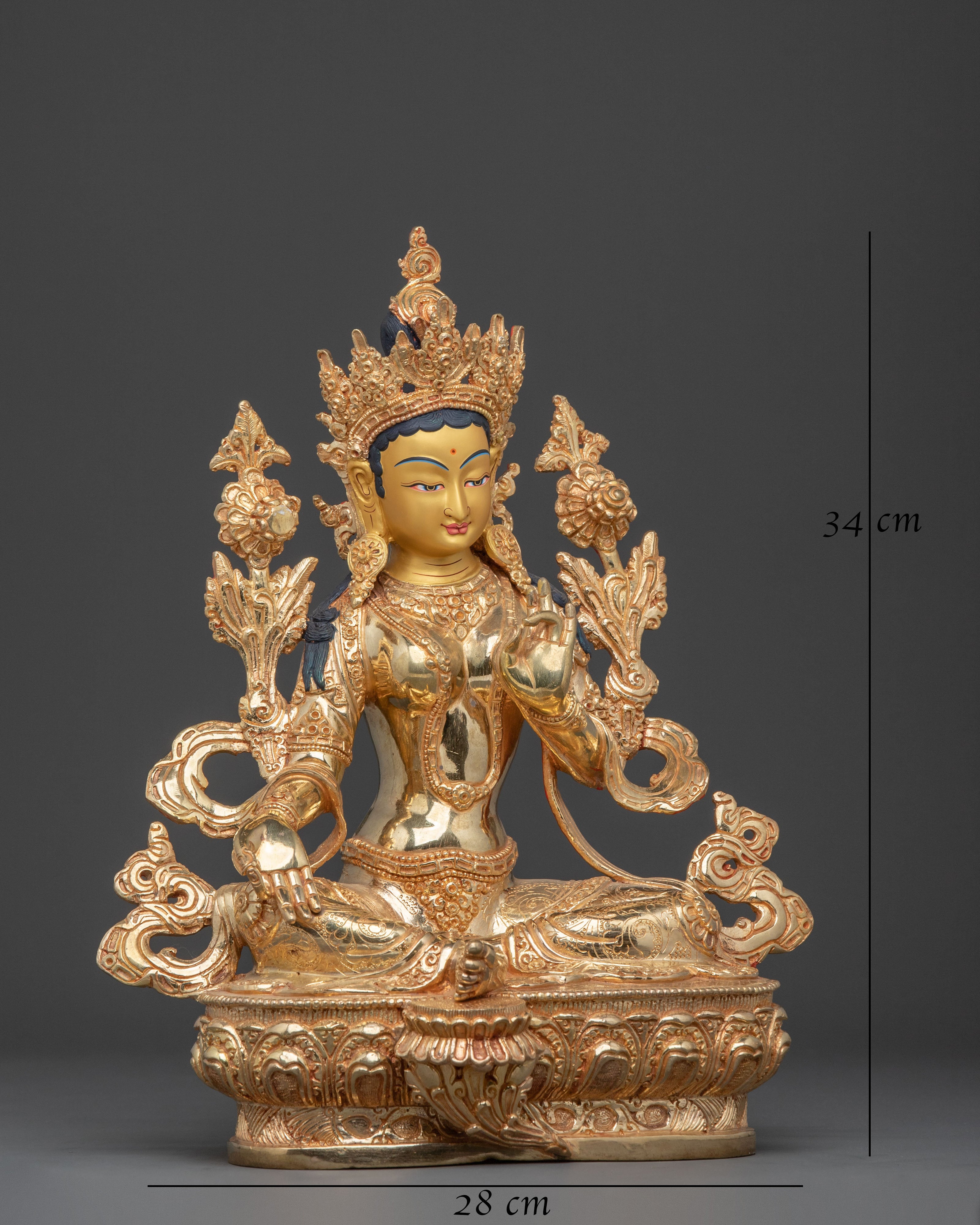 Mother Green Tara | 24K Gold Gilded Sculpture