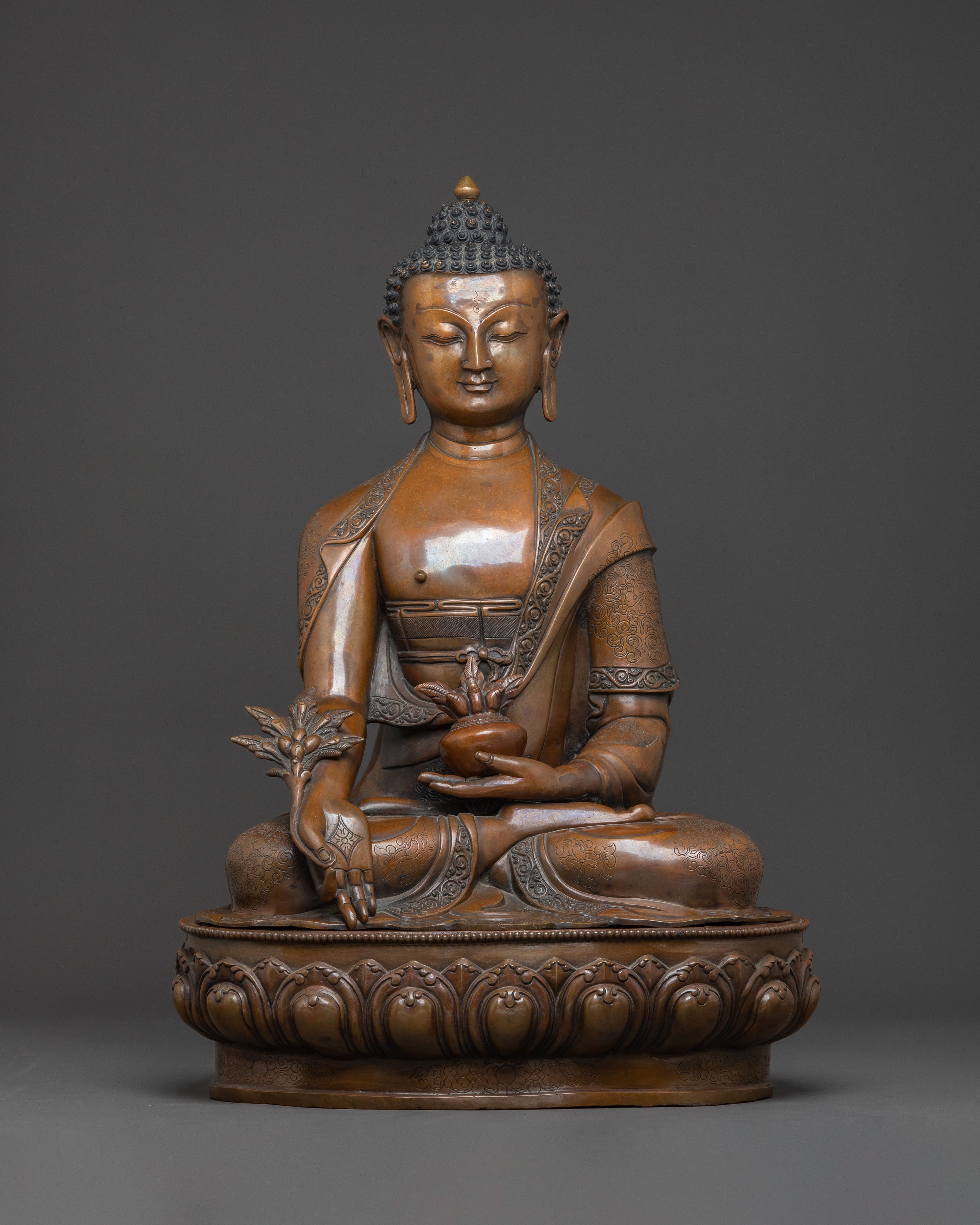 Medicine Buddha Oxidized Copper Statue