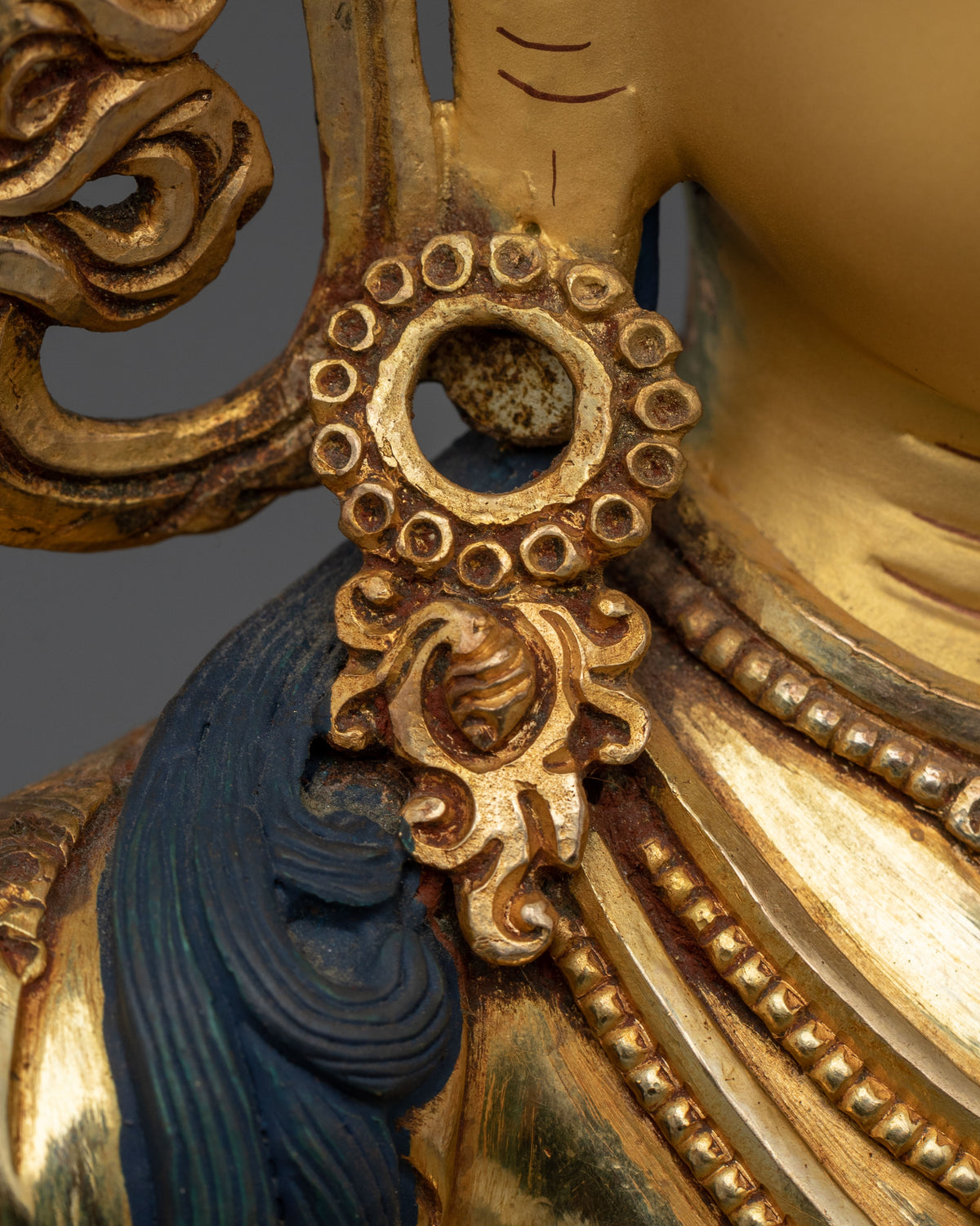 Manjughoṣa 24K Gold Gilded Sculpture | Copper Figurine